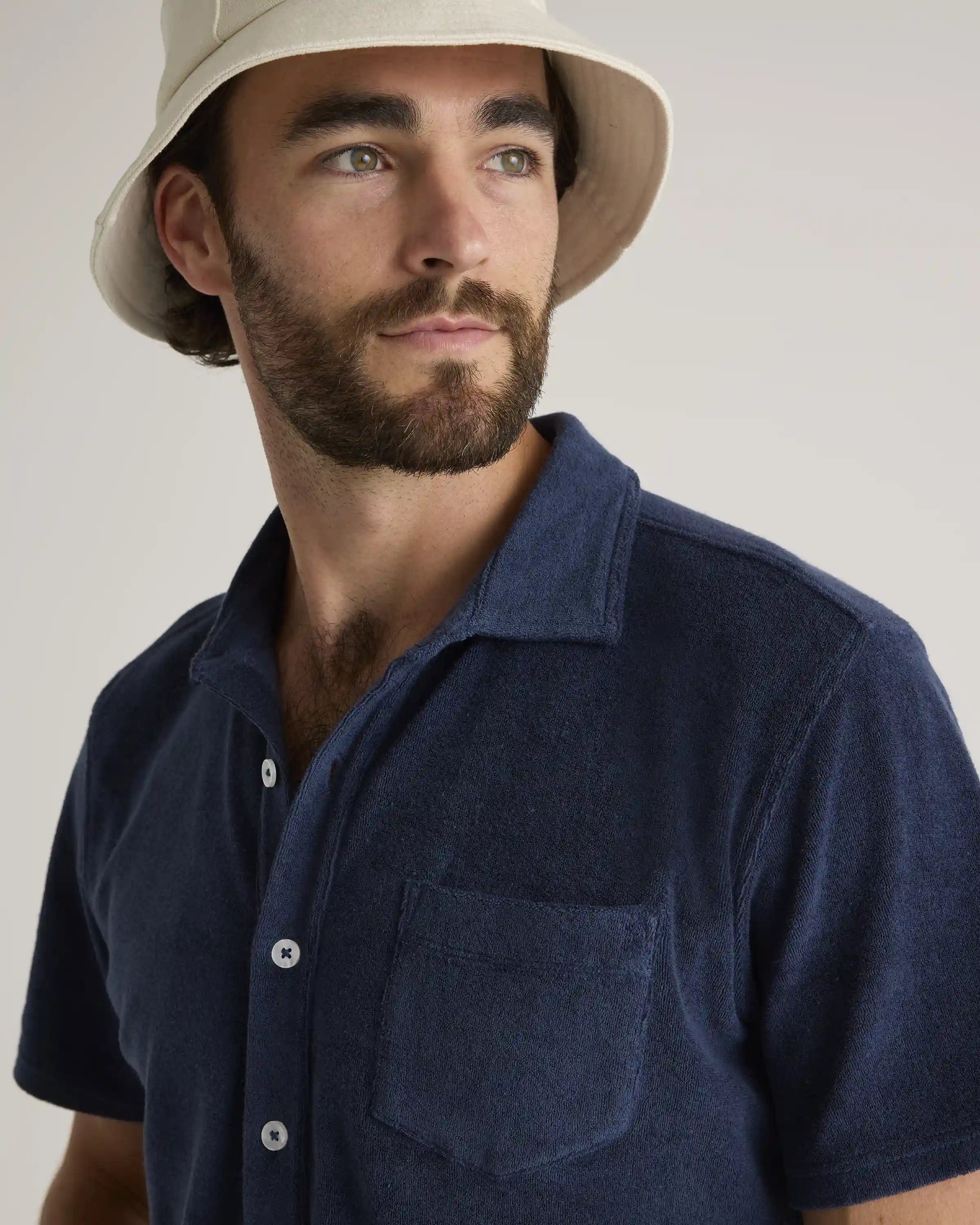 100% Organic Cotton Terry Towel Button Down Polo