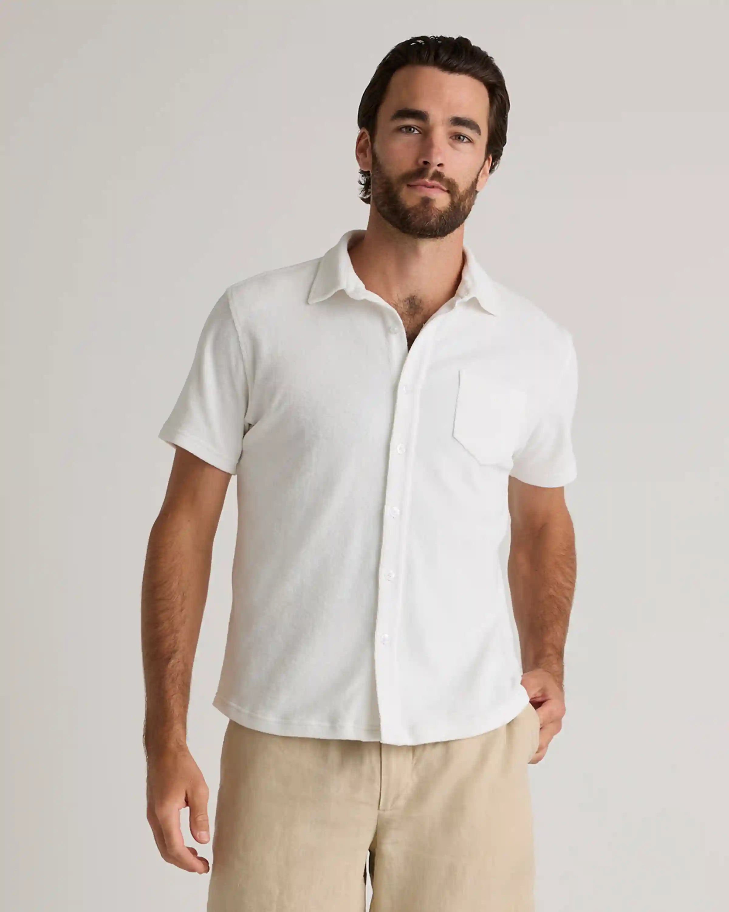 100% Organic Cotton Terry Towel Button Down Polo