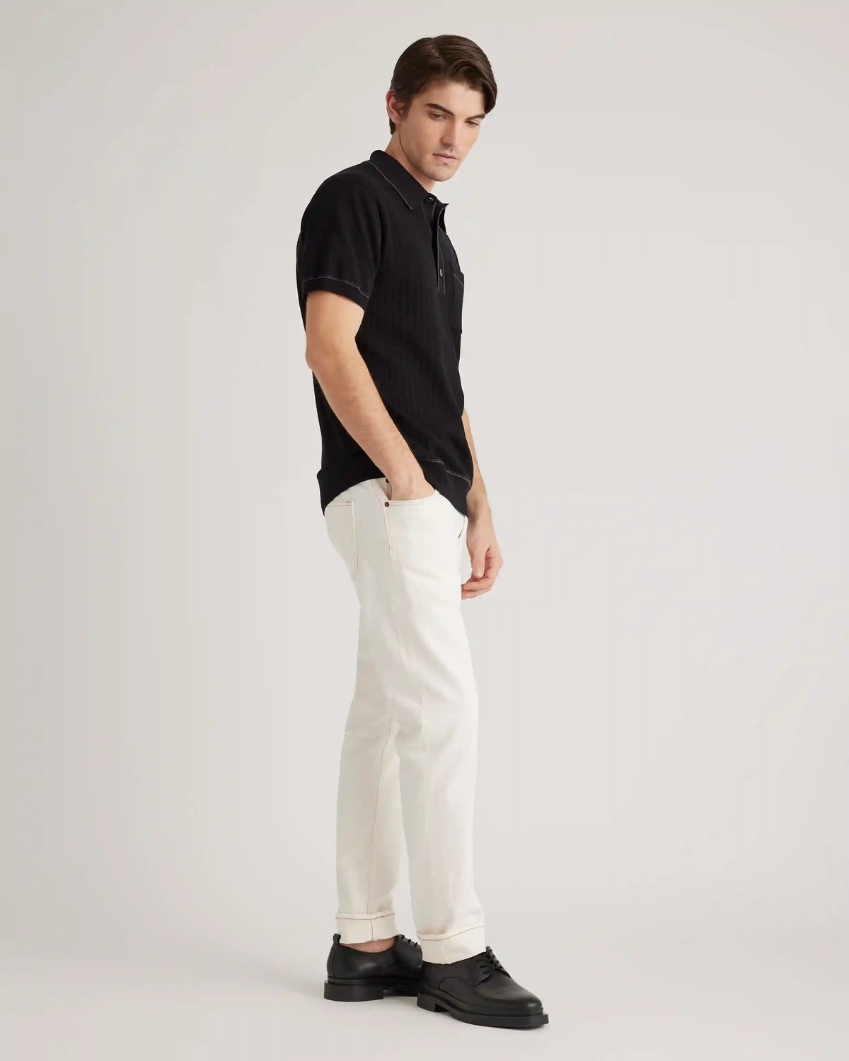 Organic Cotton-Silk Tipped Polo Sweater