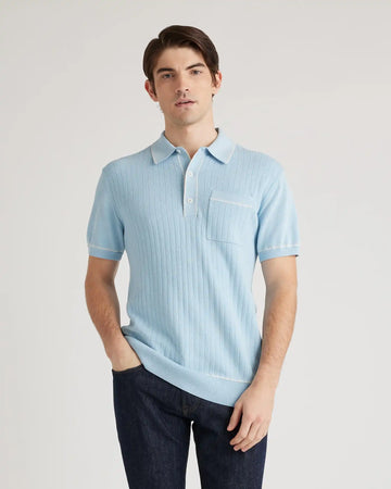 Organic Cotton-Silk Tipped Polo Sweater