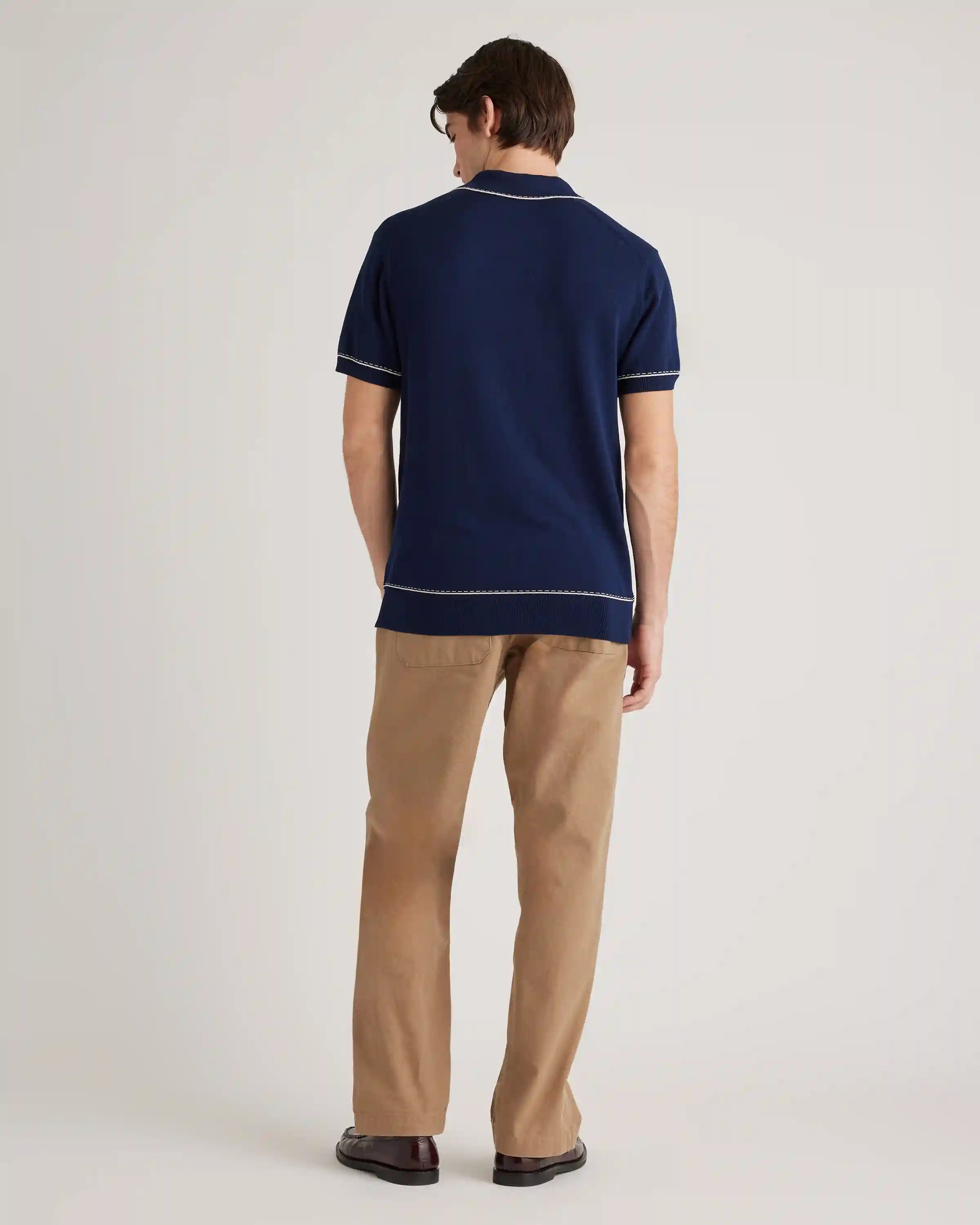 Organic Cotton-Silk Tipped Polo Sweater