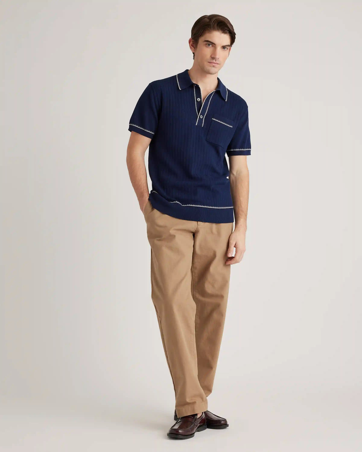 Organic Cotton-Silk Tipped Polo Sweater