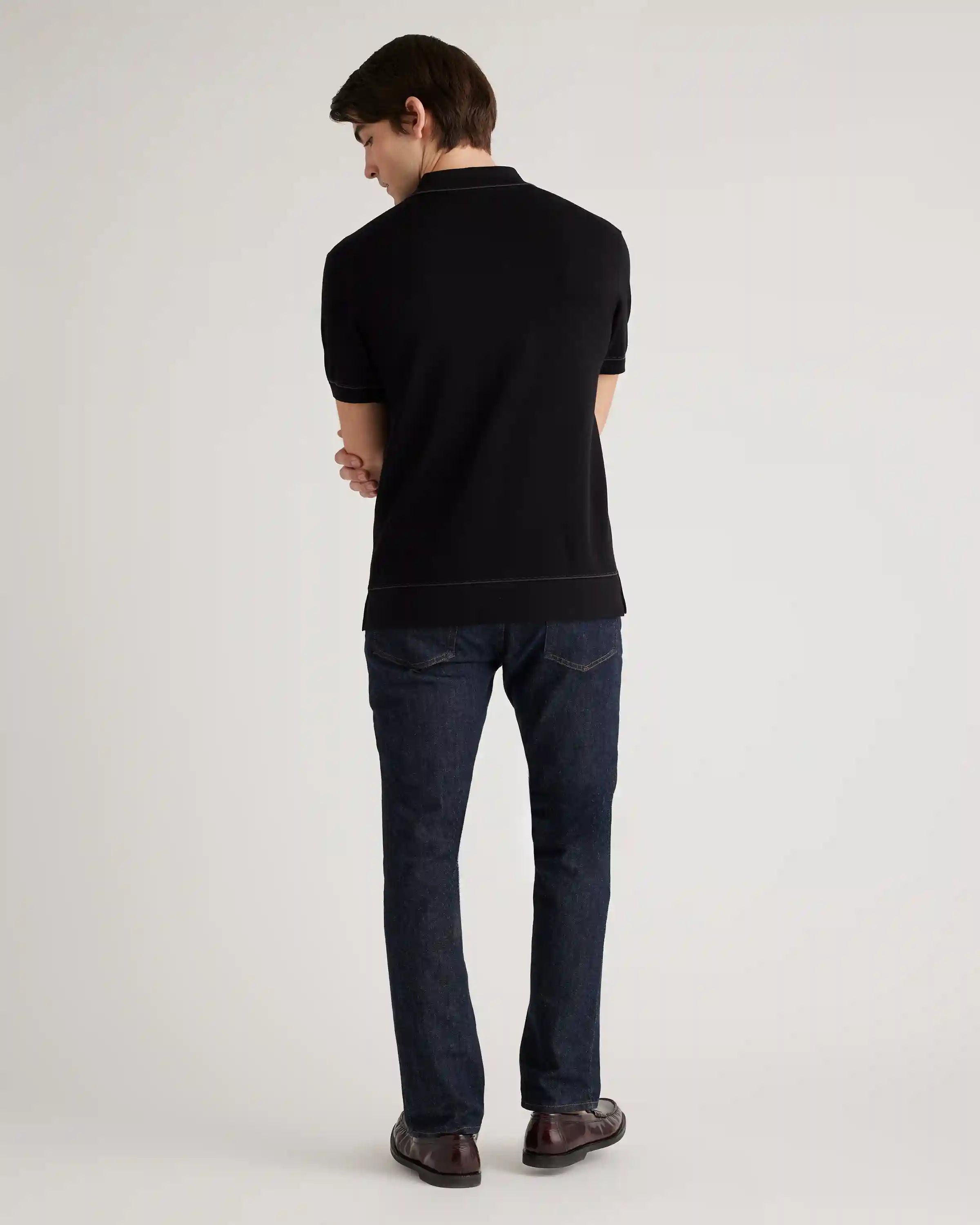 Organic Cotton-Silk Tipped Button Down Polo Sweater