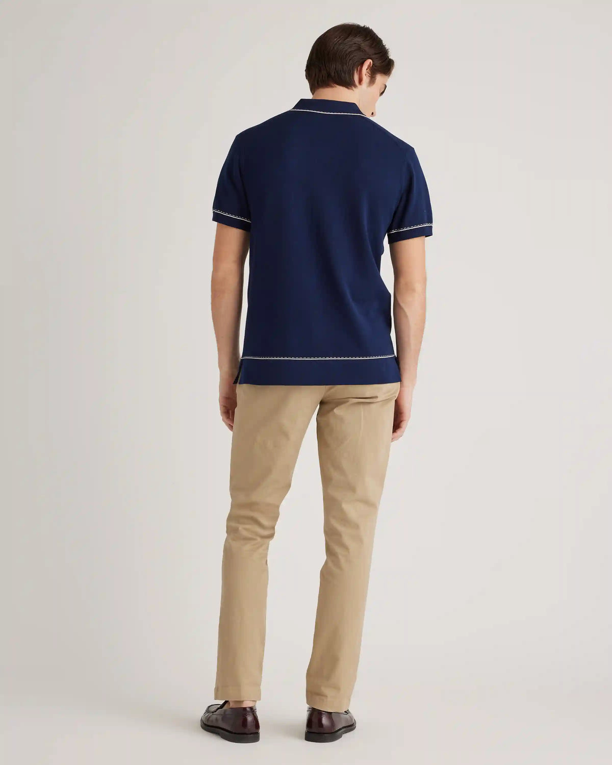 Organic Cotton-Silk Tipped Button Down Polo Sweater