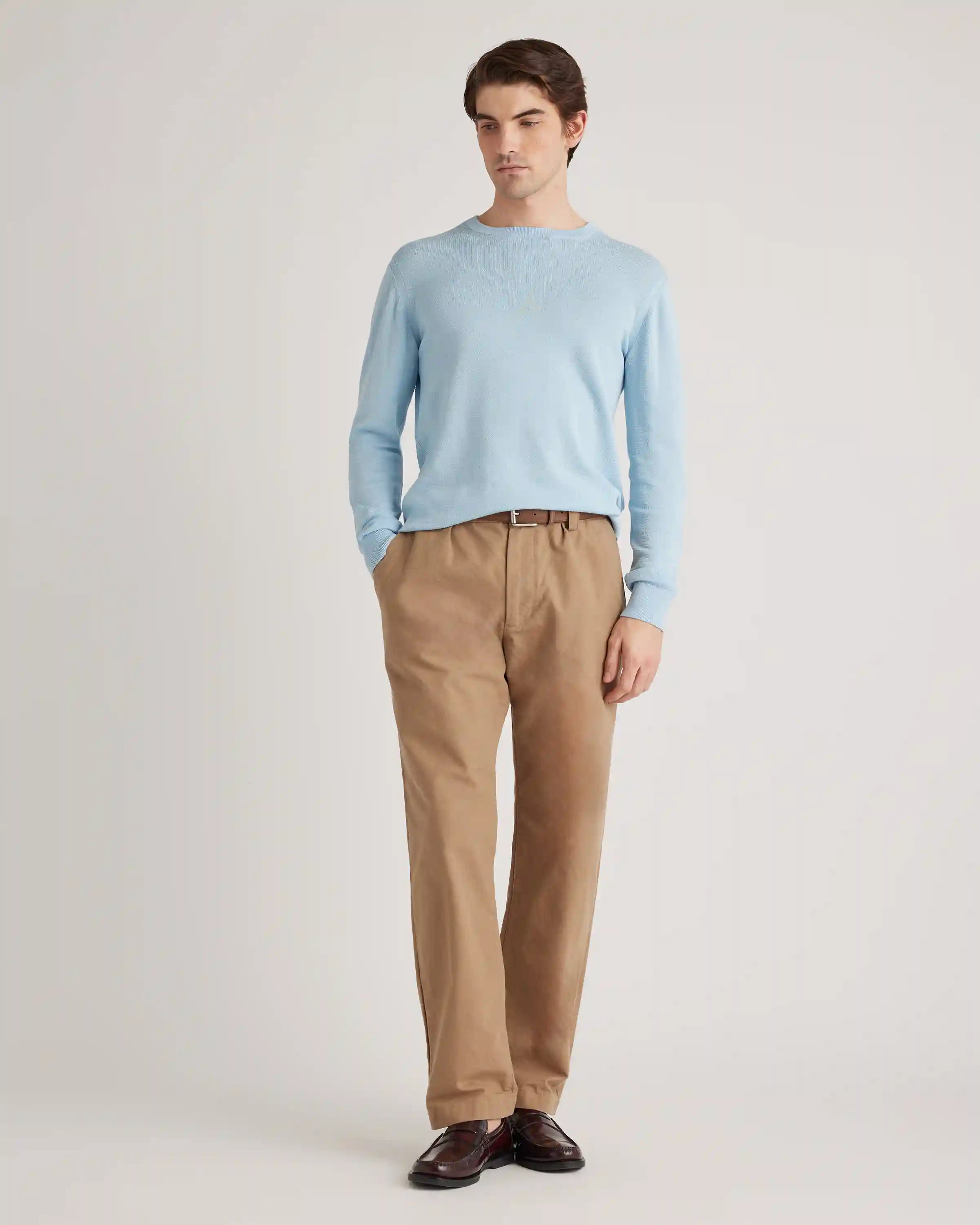 Organic Cotton-Silk Pique Crewneck Sweater
