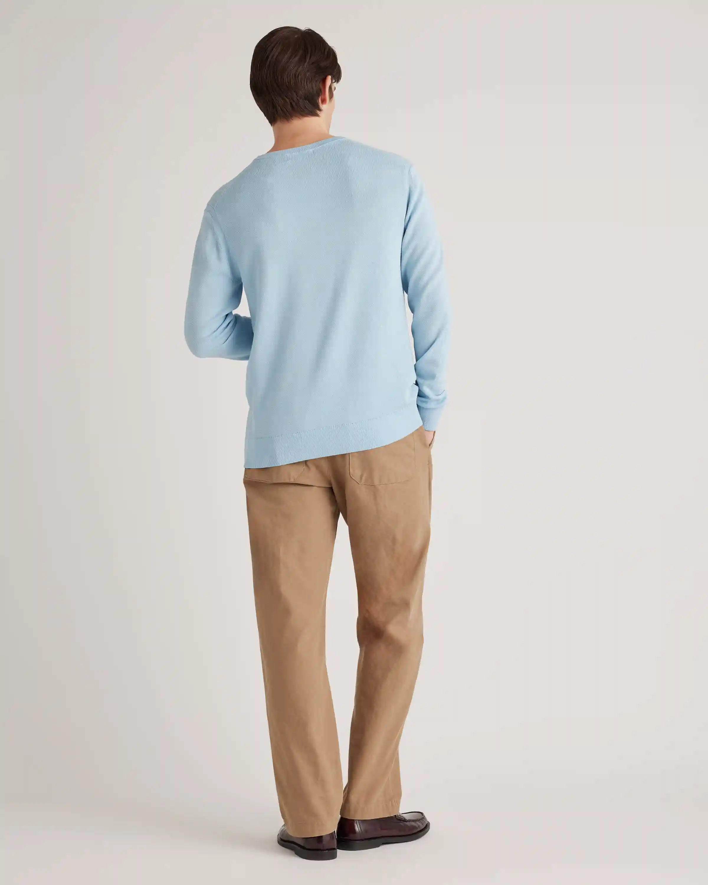 Organic Cotton-Silk Pique Crewneck Sweater