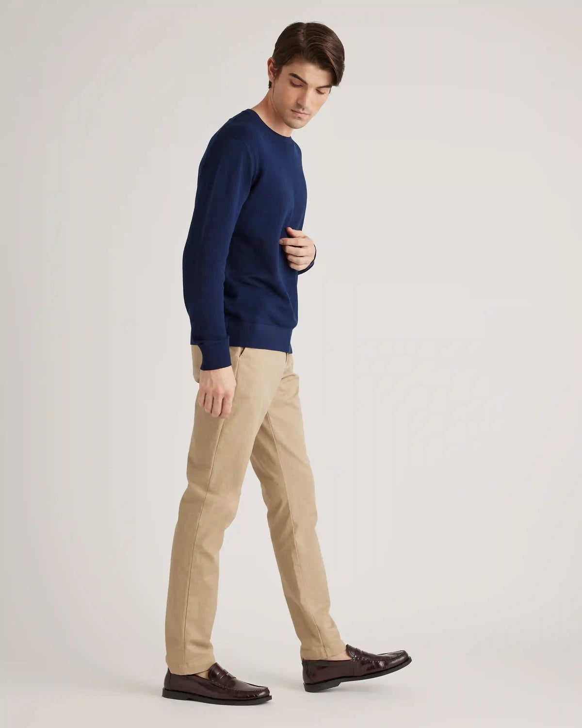 Organic Cotton-Silk Pique Crewneck Sweater