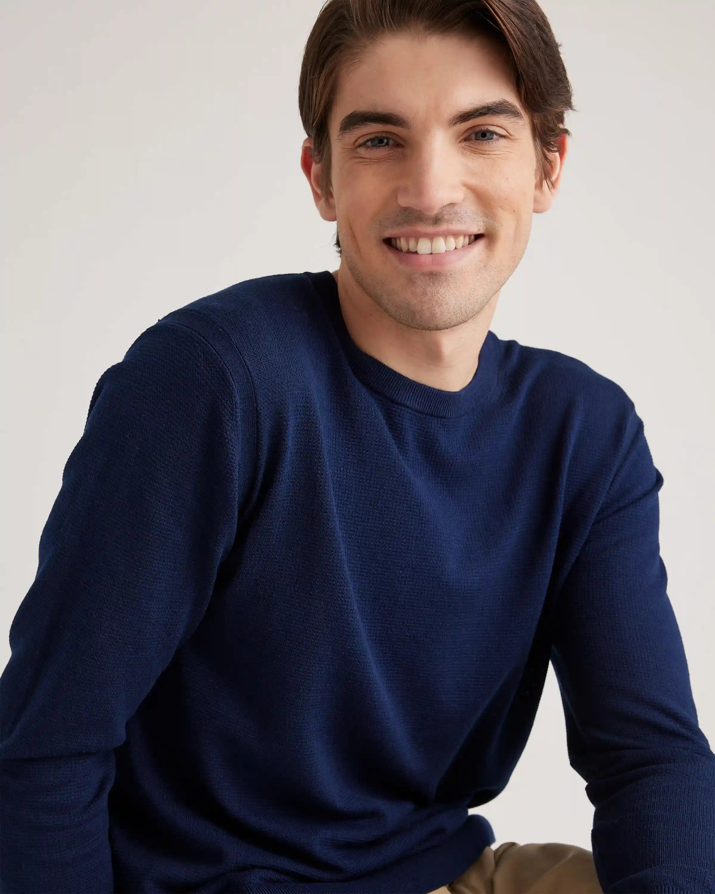 Organic Cotton-Silk Pique Crewneck Sweater