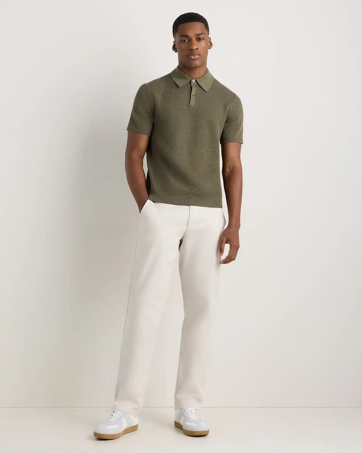 100% Organic Cotton Mesh-Stitch Sweater Polo