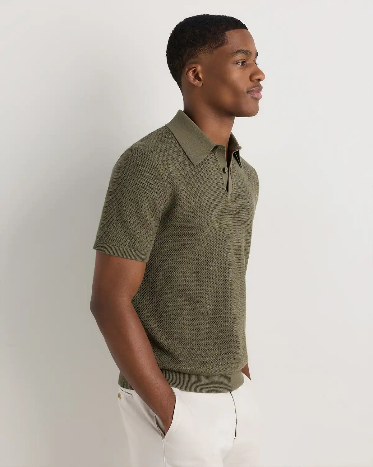 100% Organic Cotton Mesh-Stitch Sweater Polo