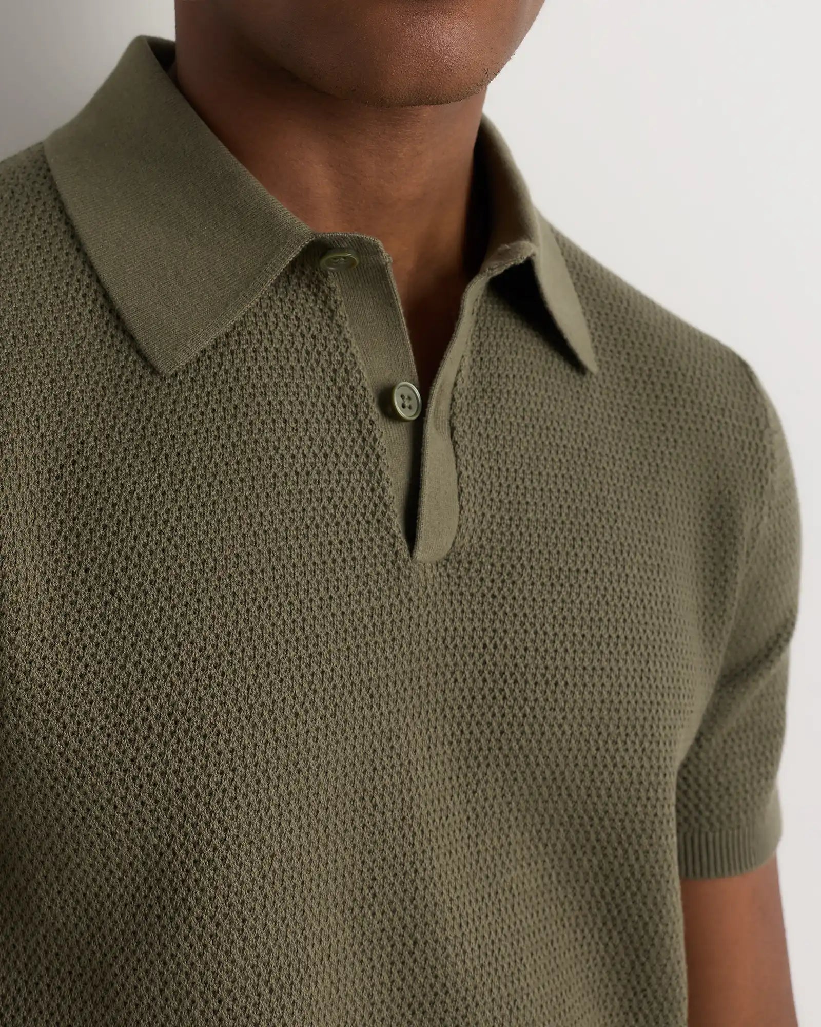 100% Organic Cotton Mesh-Stitch Sweater Polo