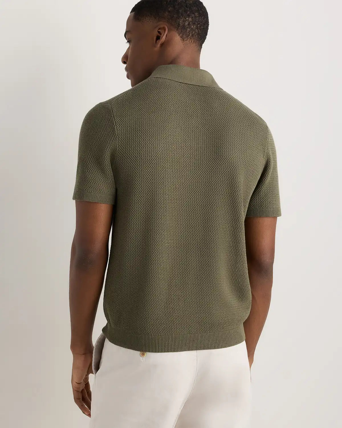 100% Organic Cotton Mesh-Stitch Sweater Polo