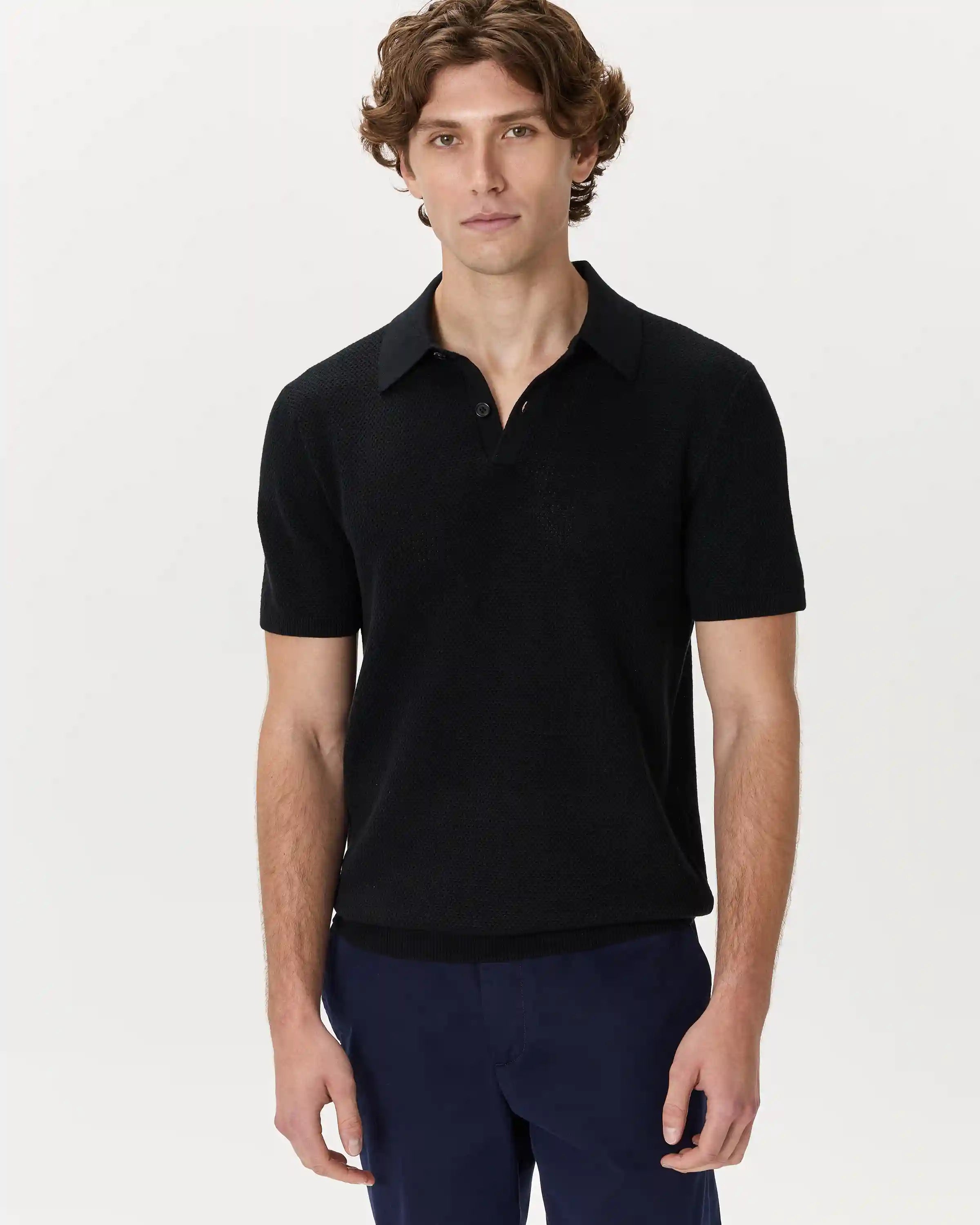 100% Organic Cotton Mesh-Stitch Sweater Polo