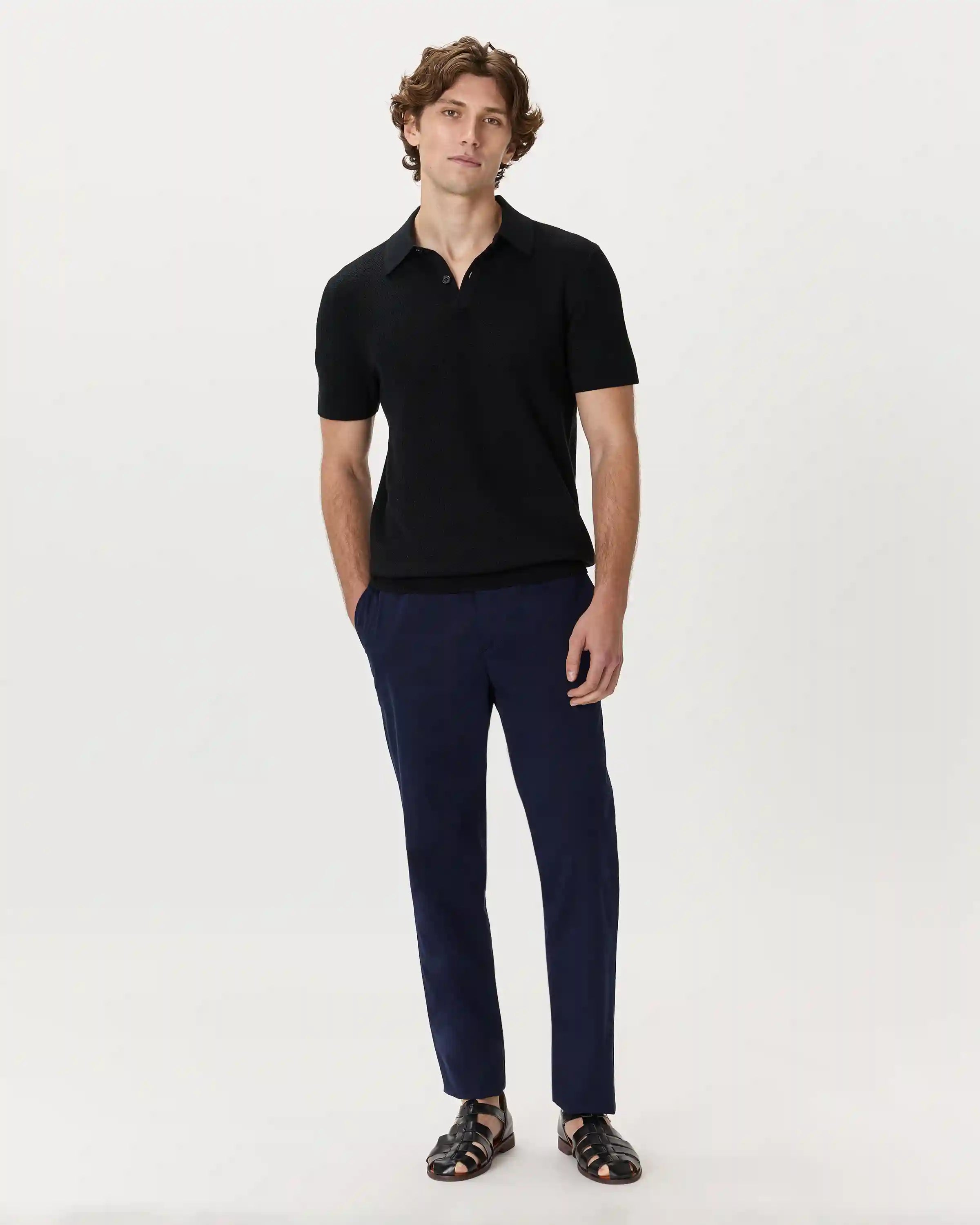 100% Organic Cotton Mesh-Stitch Sweater Polo