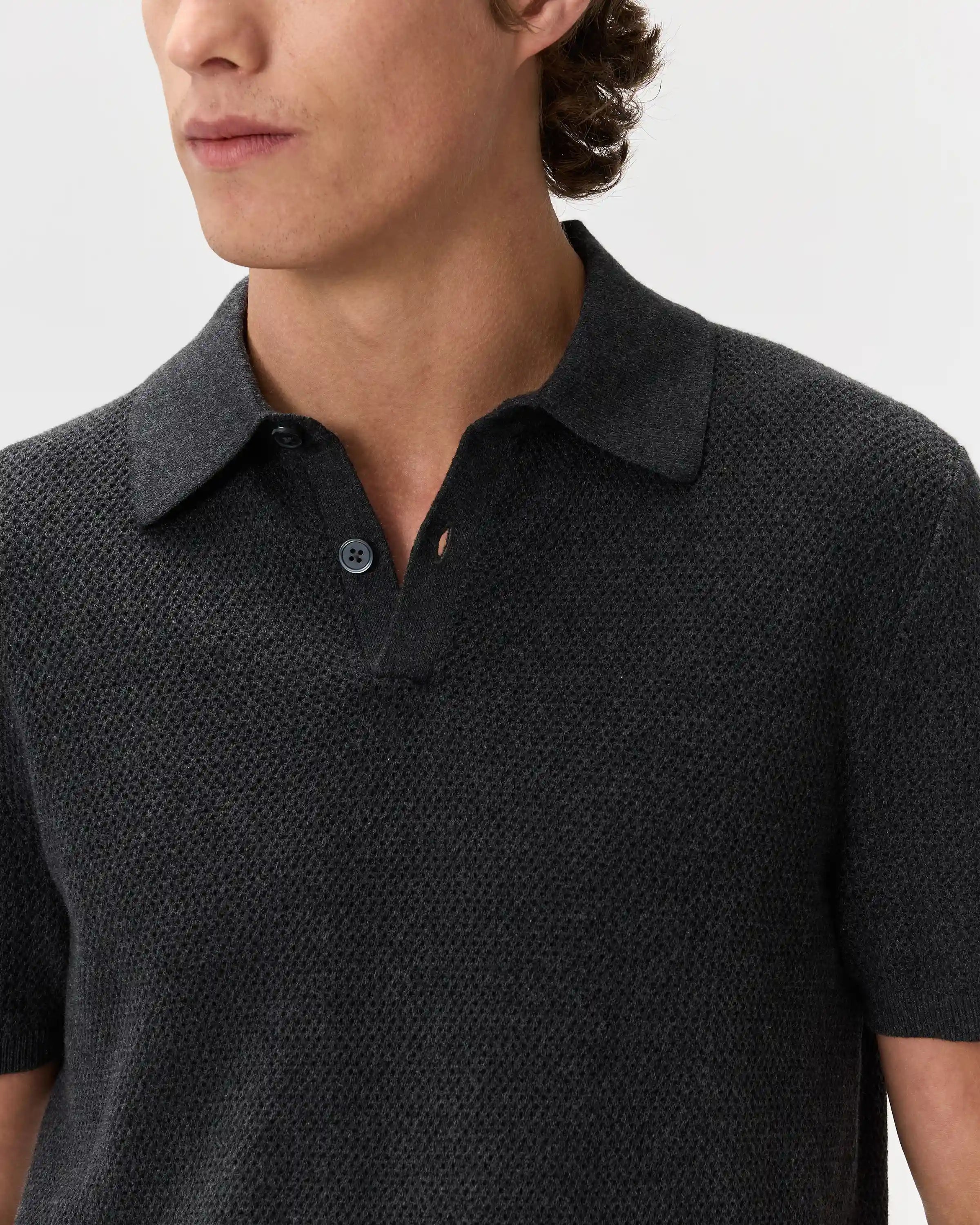 100% Organic Cotton Mesh-Stitch Sweater Polo