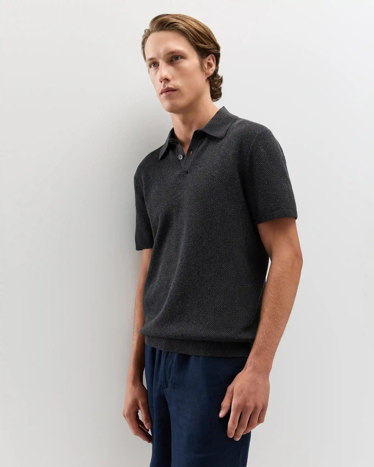 100% Organic Cotton Mesh-Stitch Sweater Polo