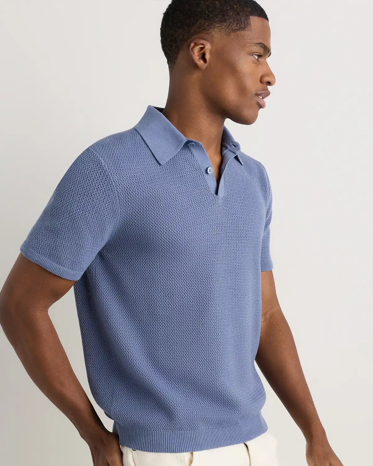 100% Organic Cotton Mesh-Stitch Sweater Polo