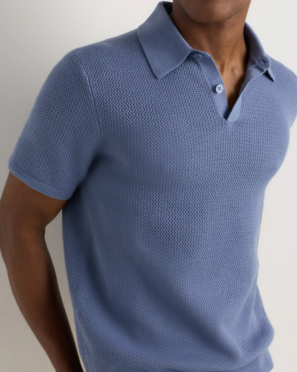 100% Organic Cotton Mesh-Stitch Sweater Polo
