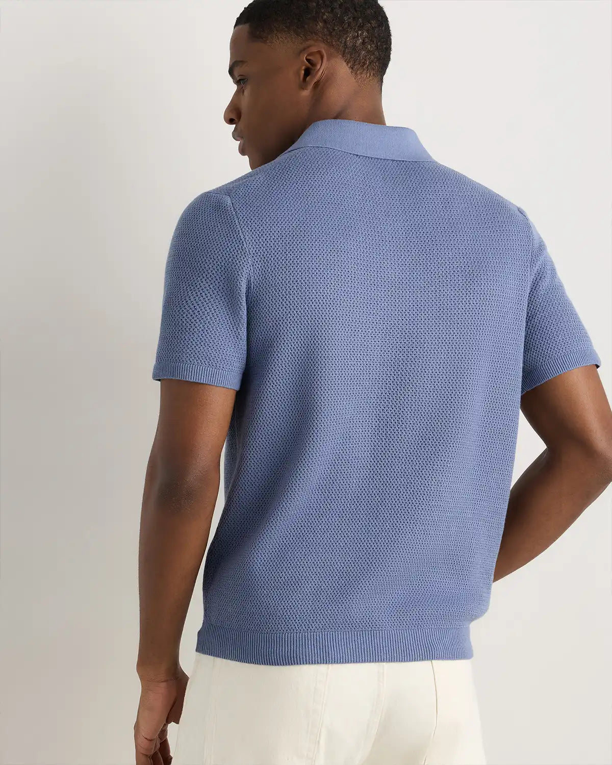 100% Organic Cotton Mesh-Stitch Sweater Polo