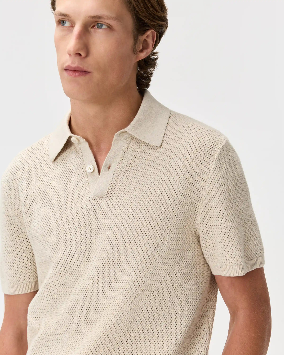 100% Organic Cotton Mesh-Stitch Sweater Polo