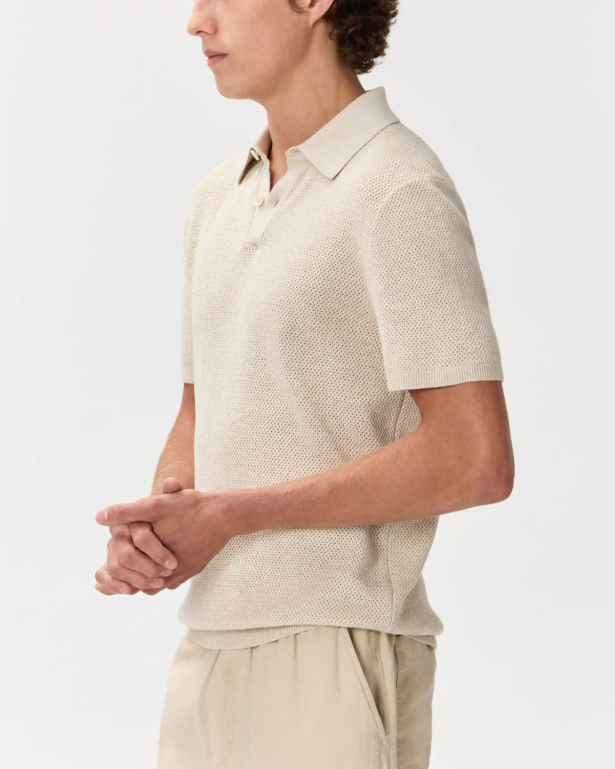 100% Organic Cotton Mesh-Stitch Sweater Polo