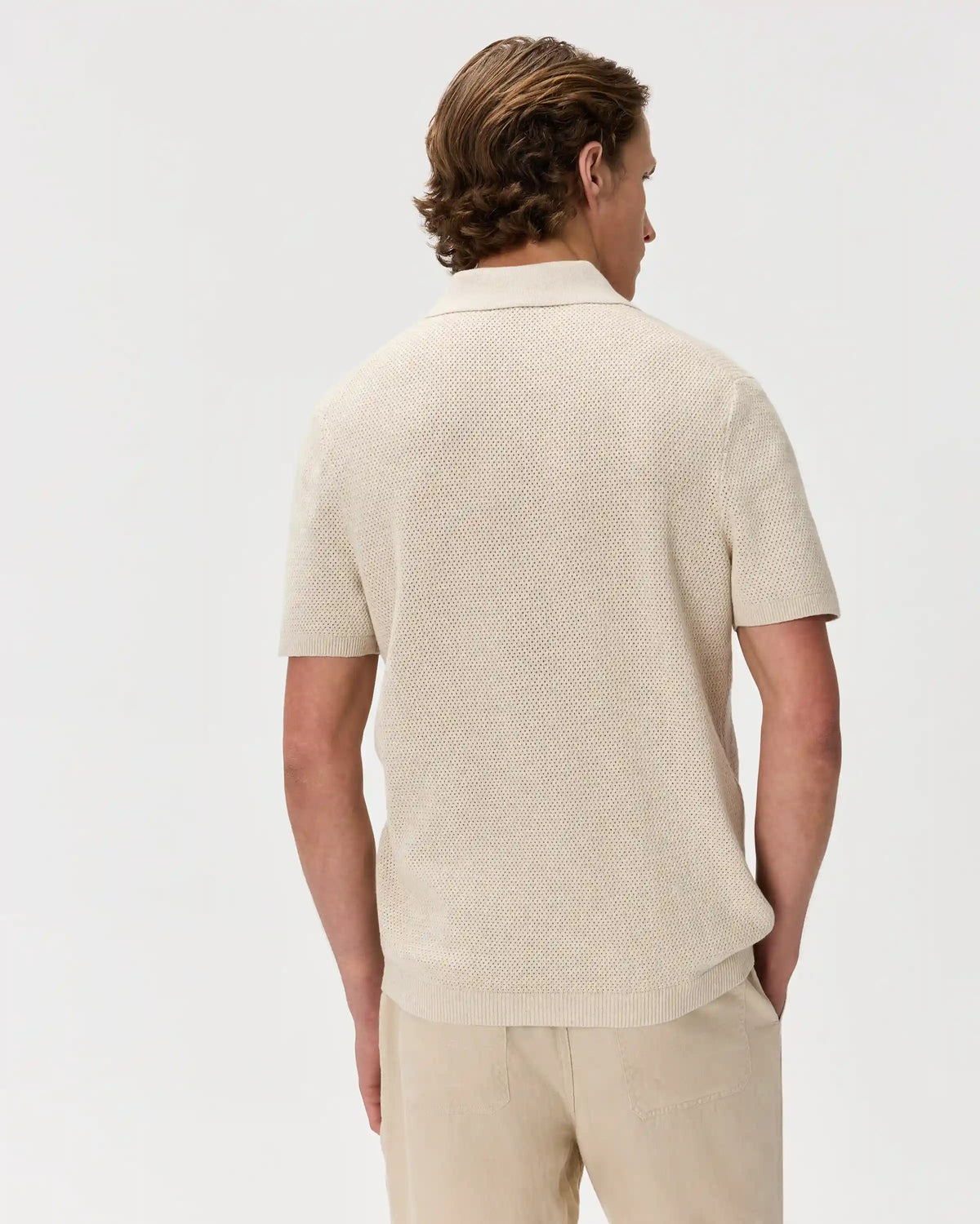 100% Organic Cotton Mesh-Stitch Sweater Polo