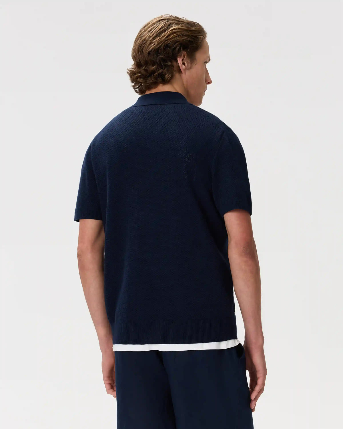 100% Organic Cotton Mesh-Stitch Button-Up Sweater Polo