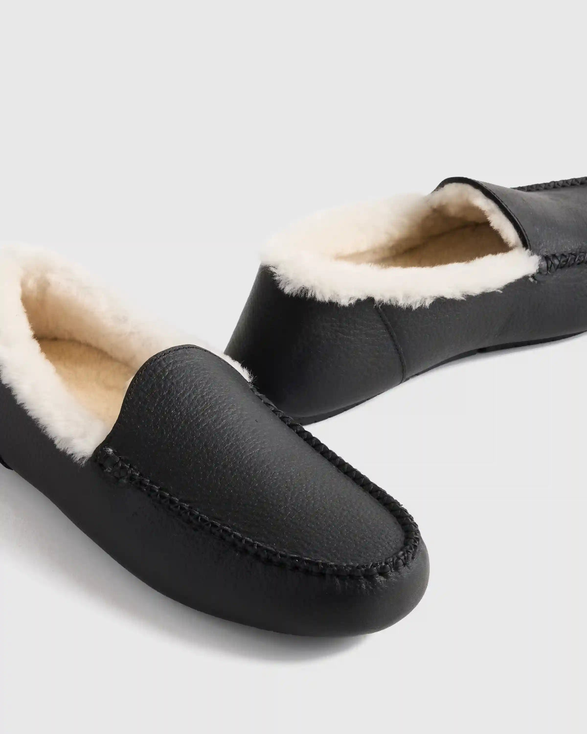Italian Leather Handstitched Moccasin Slipper