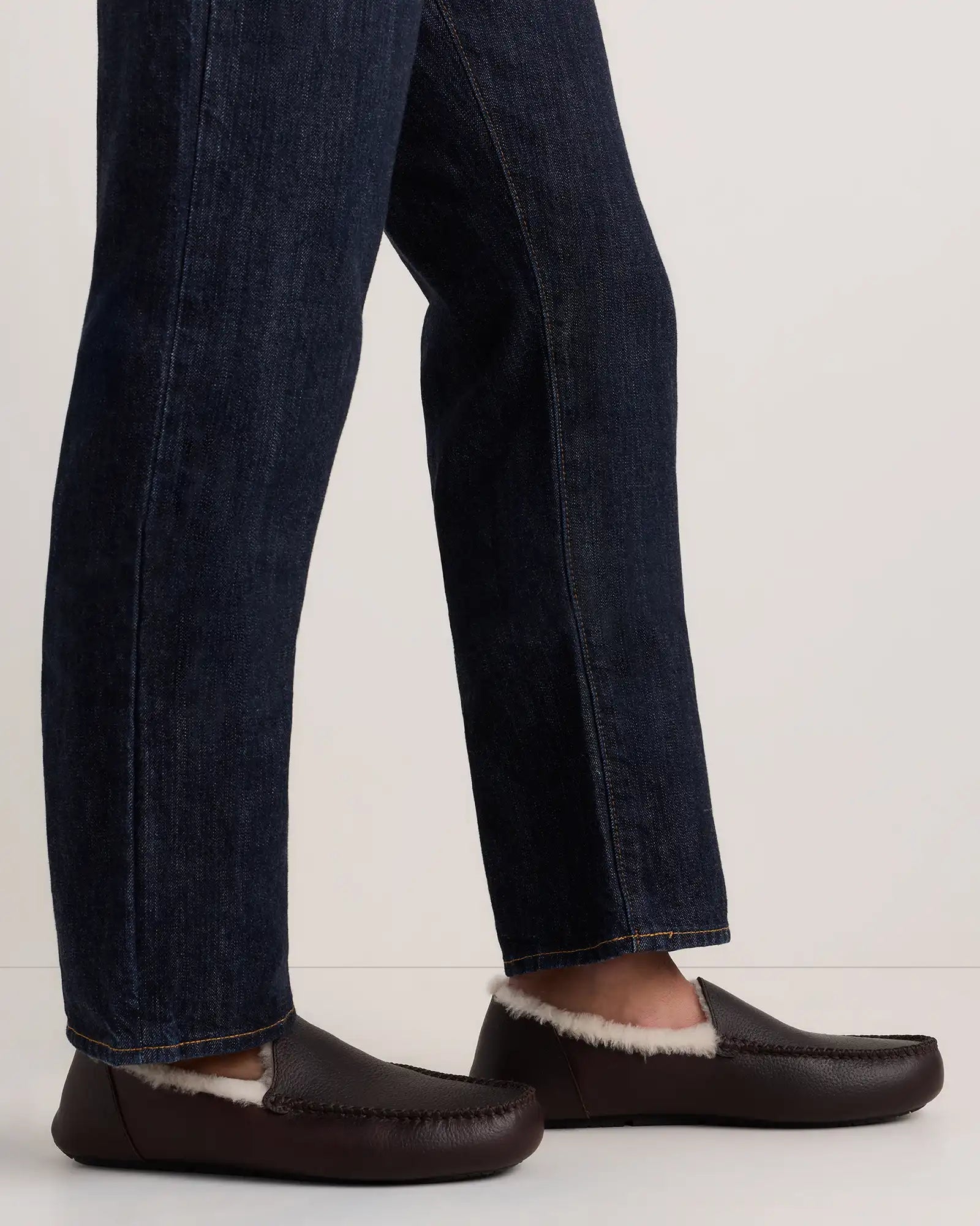 Italian Leather Handstitched Moccasin Slipper