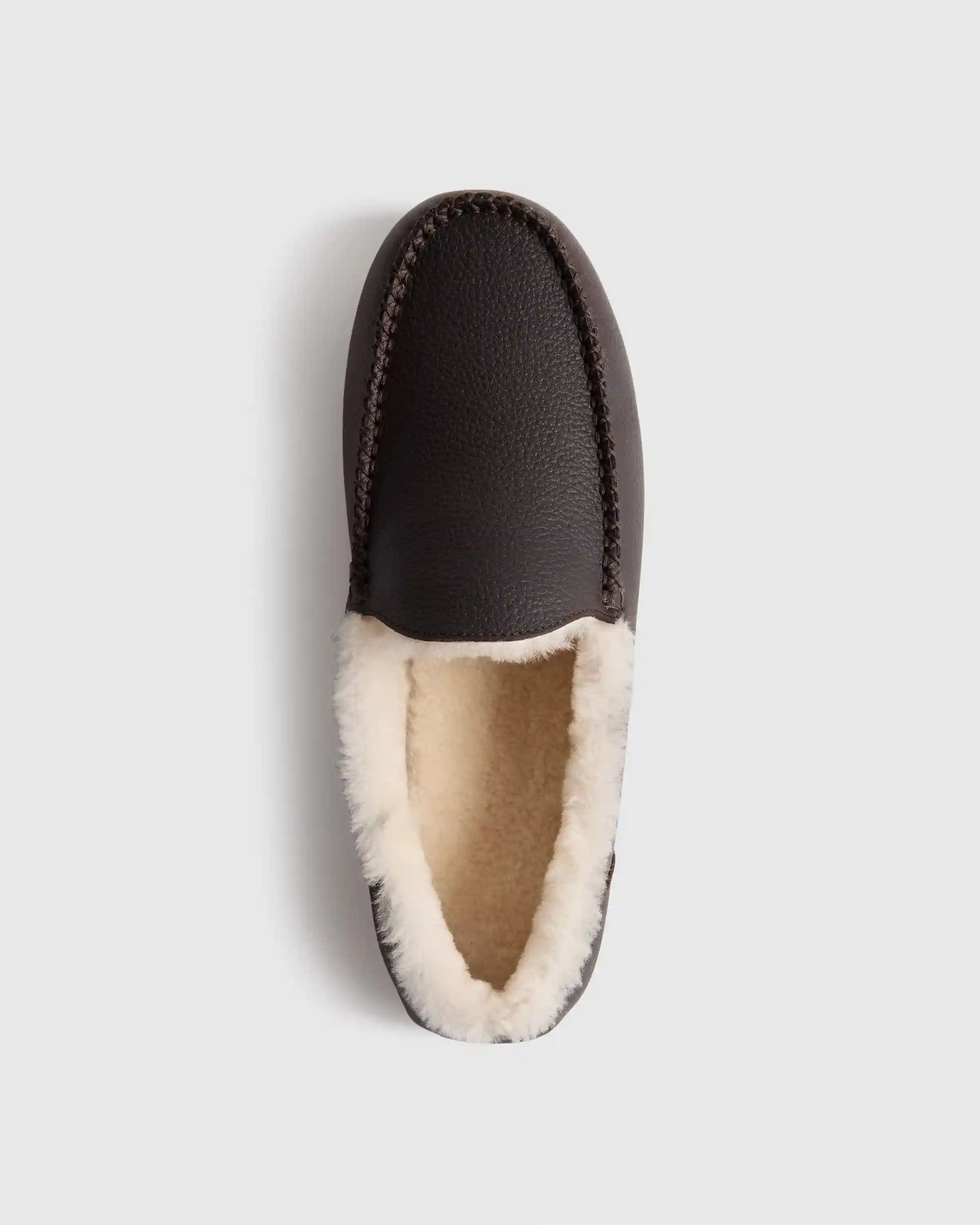 Italian Leather Handstitched Moccasin Slipper