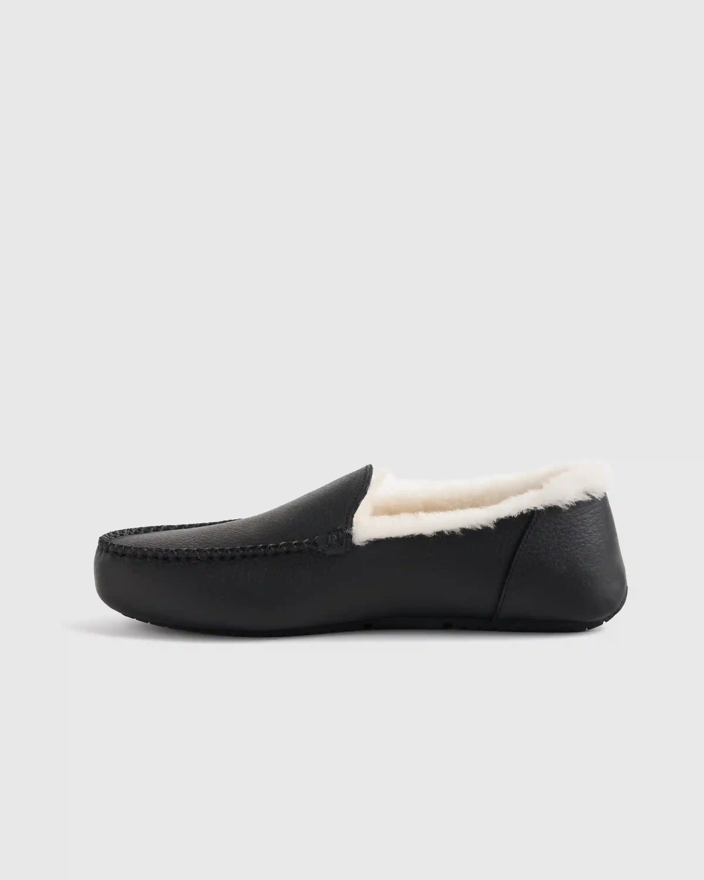 Italian Leather Handstitched Moccasin Slipper