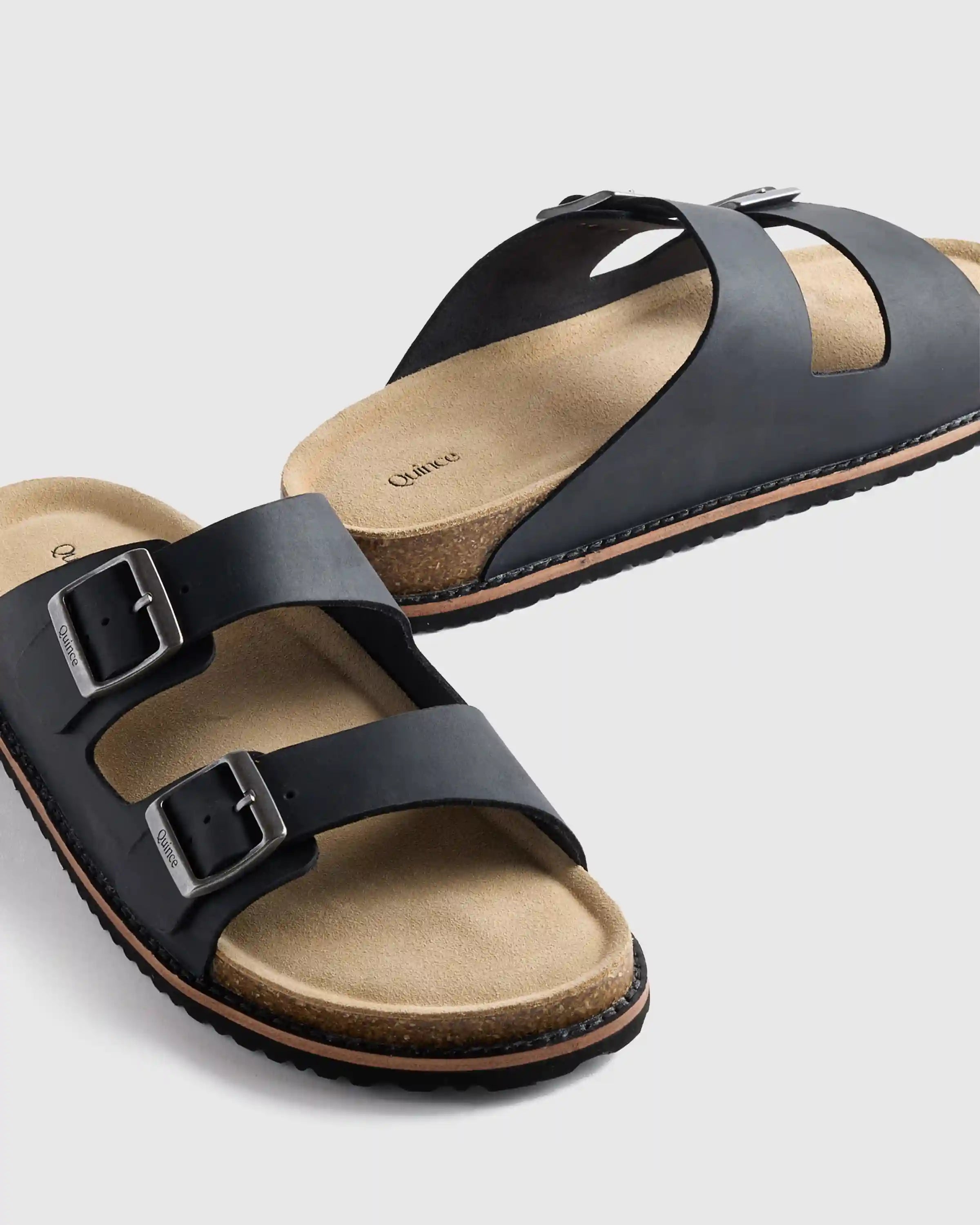 Nubuck Leather Double Buckle Slide