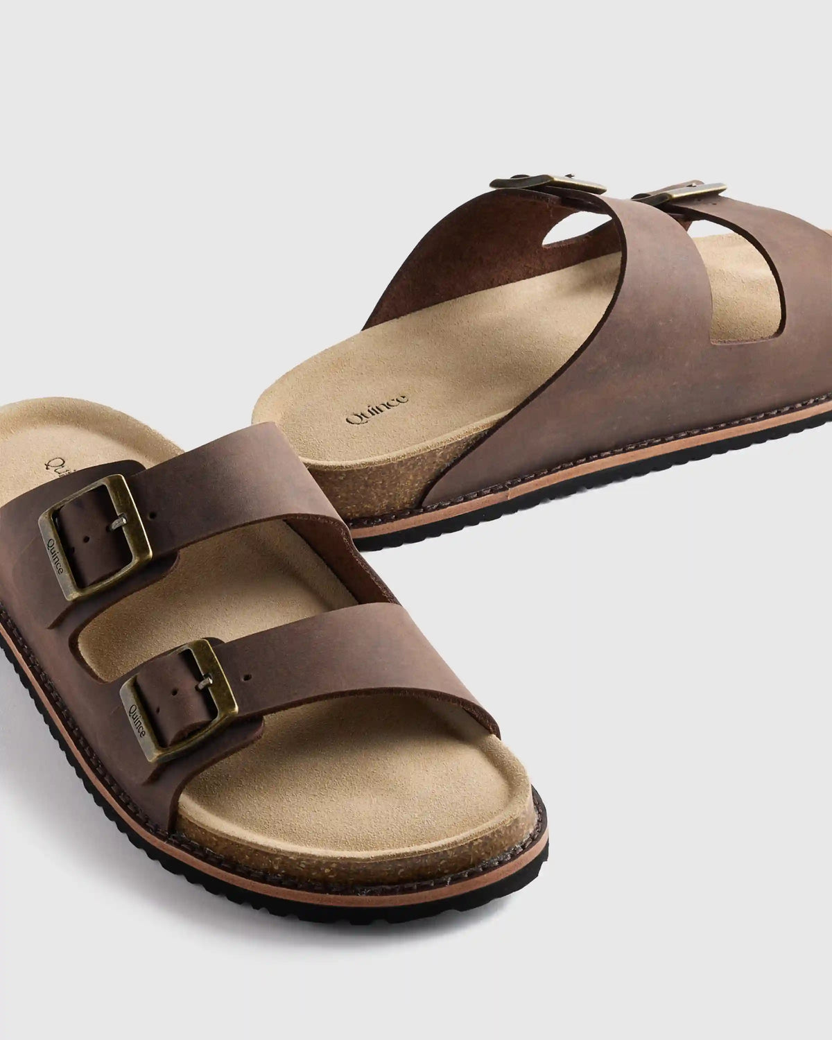 Nubuck Leather Double Buckle Slide