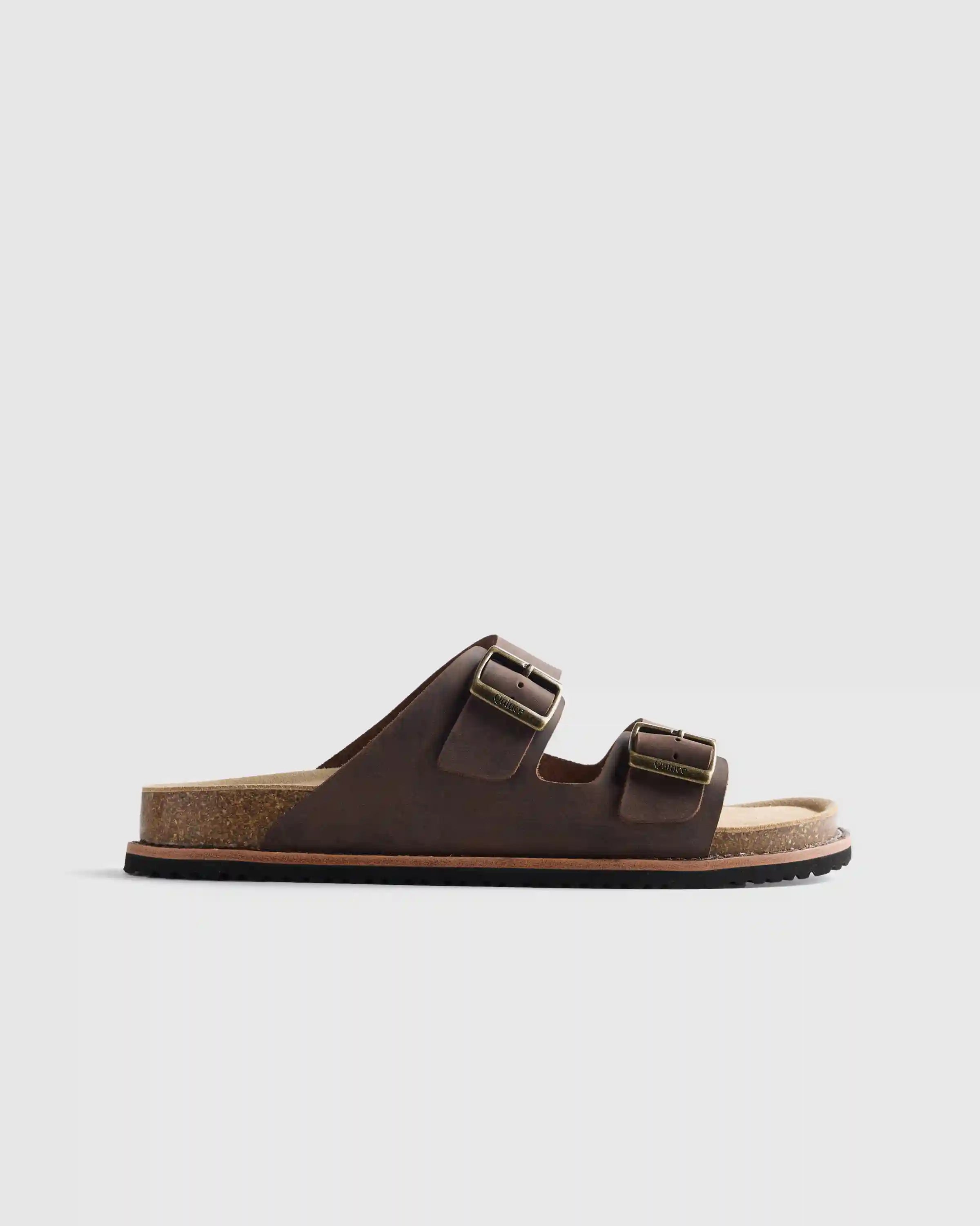 Nubuck Leather Double Buckle Slide
