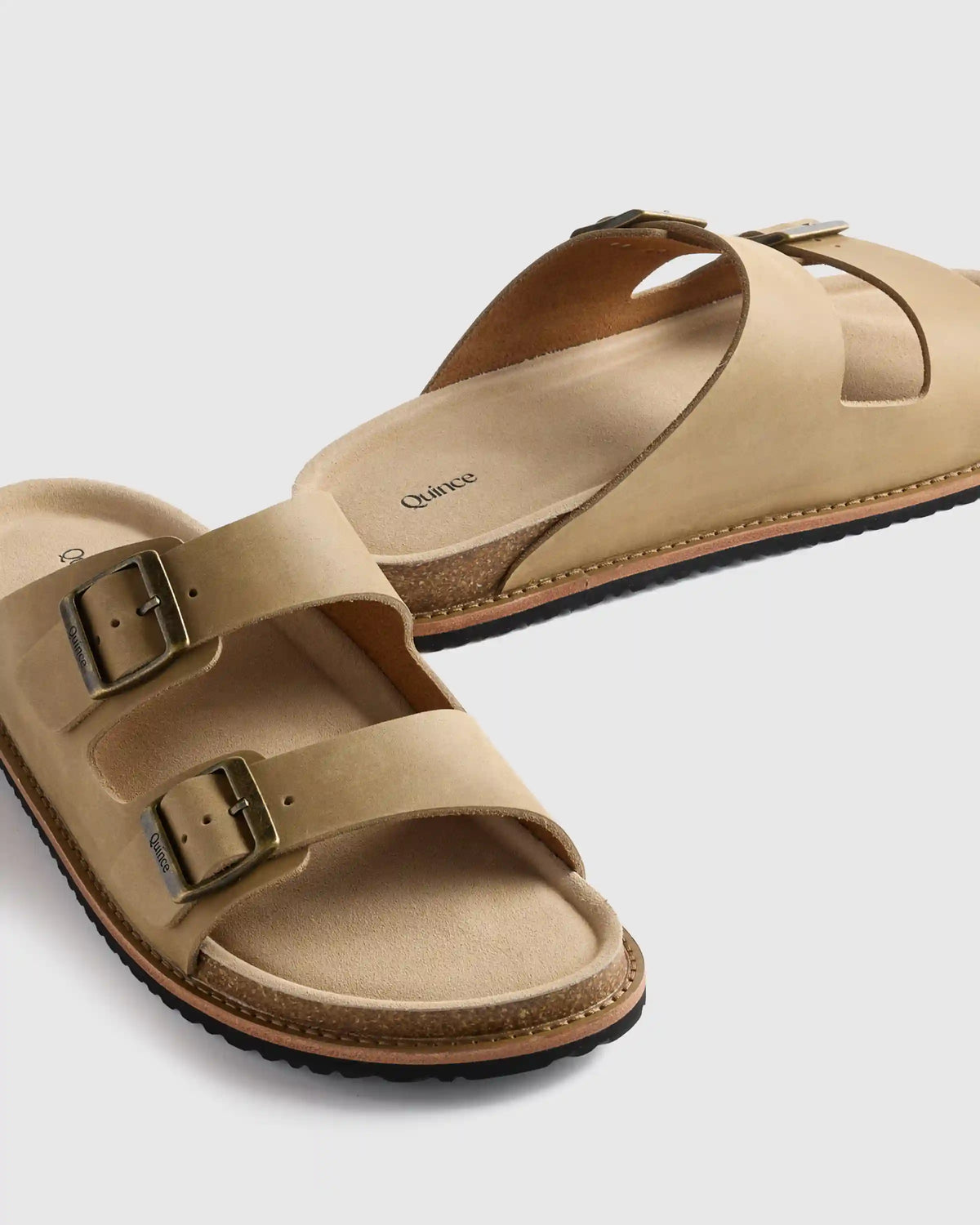 Nubuck Leather Double Buckle Slide