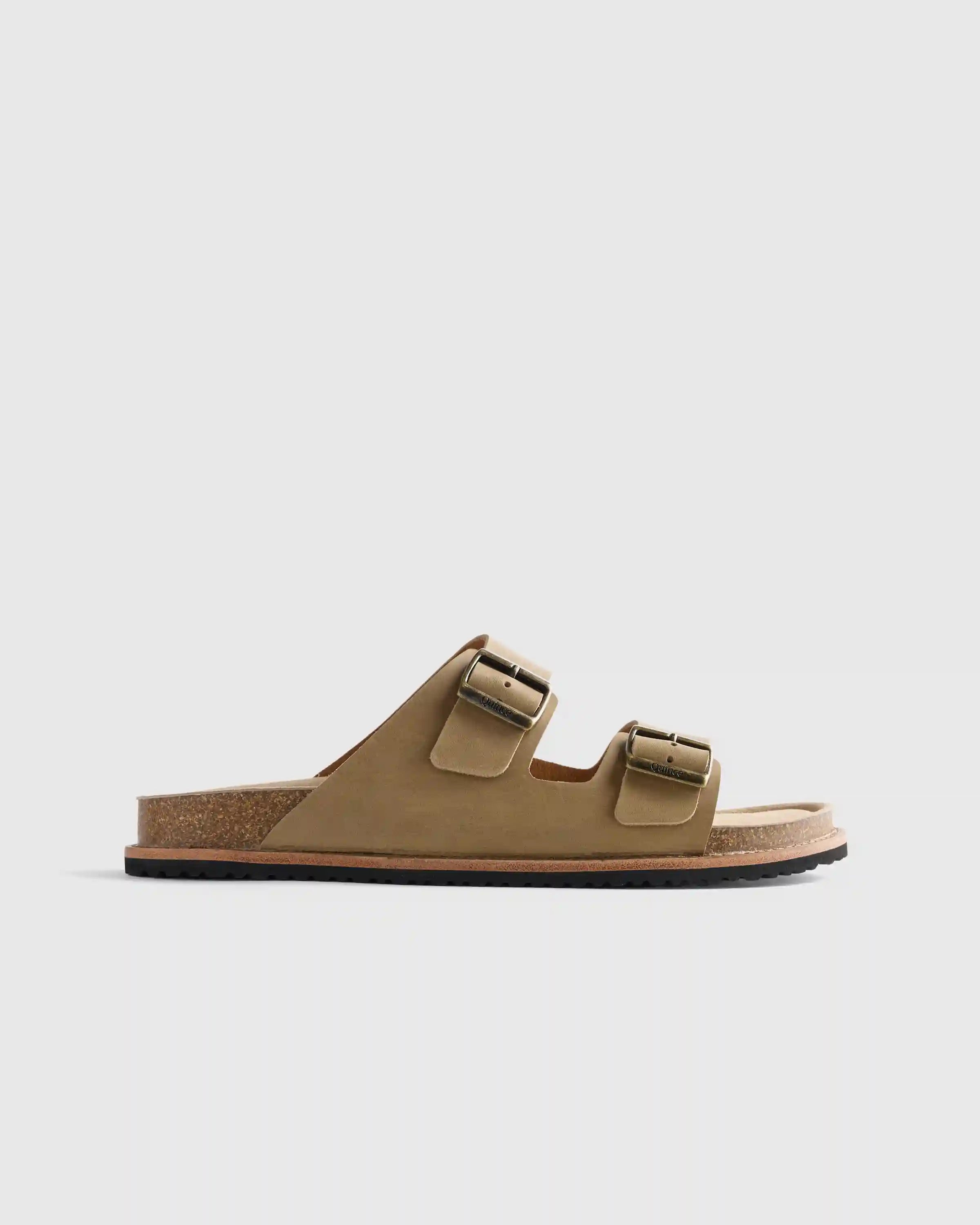 Nubuck Leather Double Buckle Slide