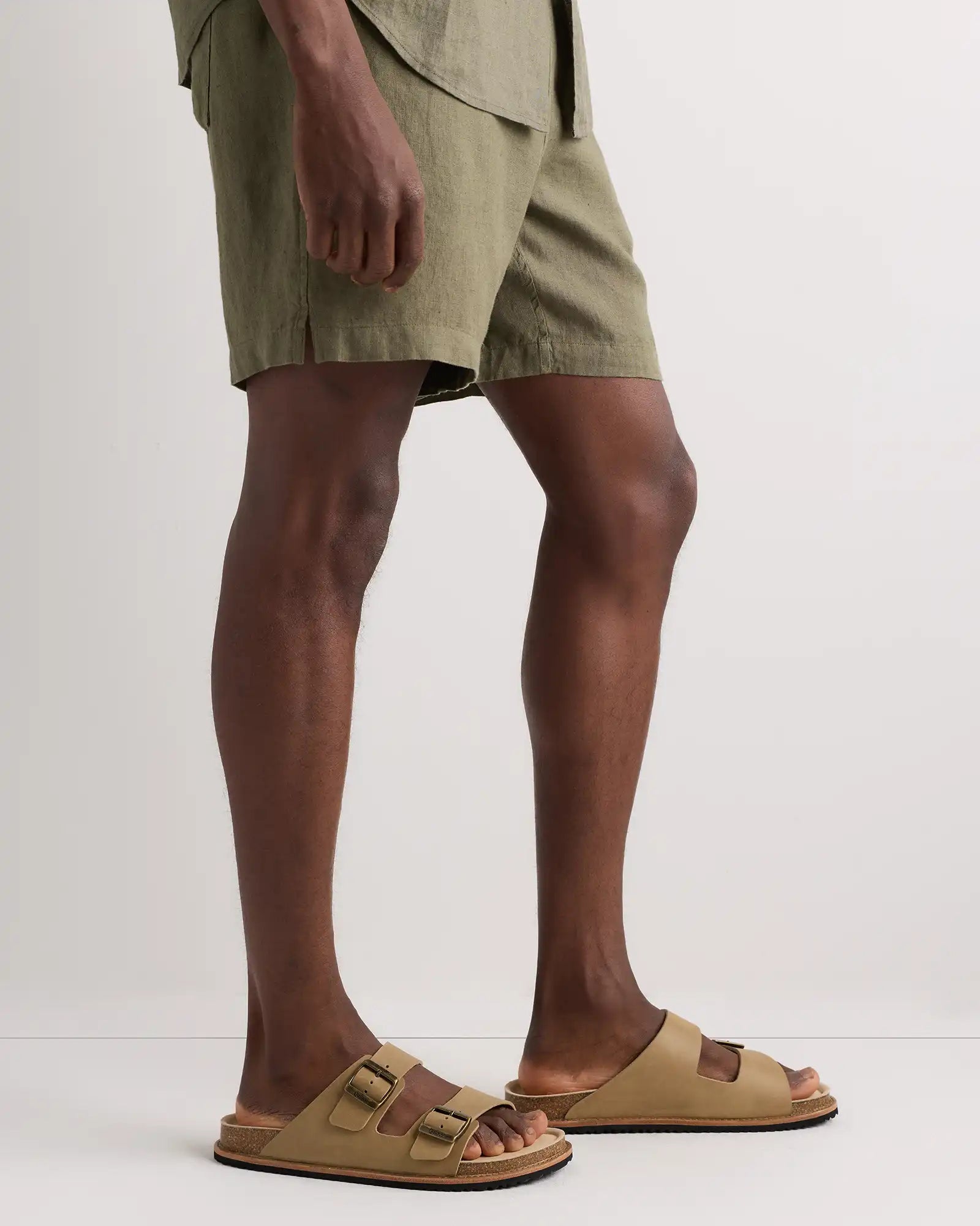 Nubuck Leather Double Buckle Slide