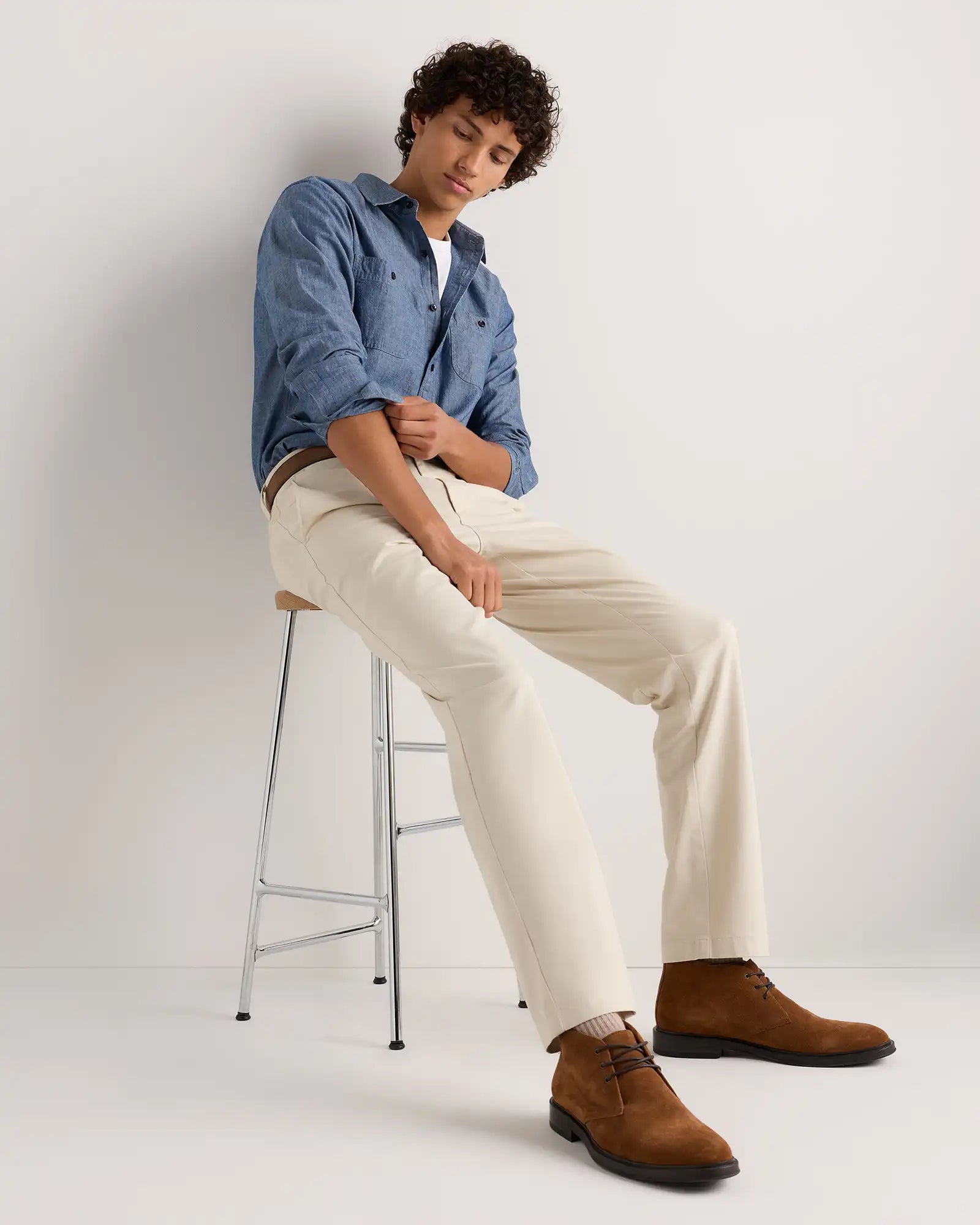 Organic Cotton Stretch Chino Pants - Straight