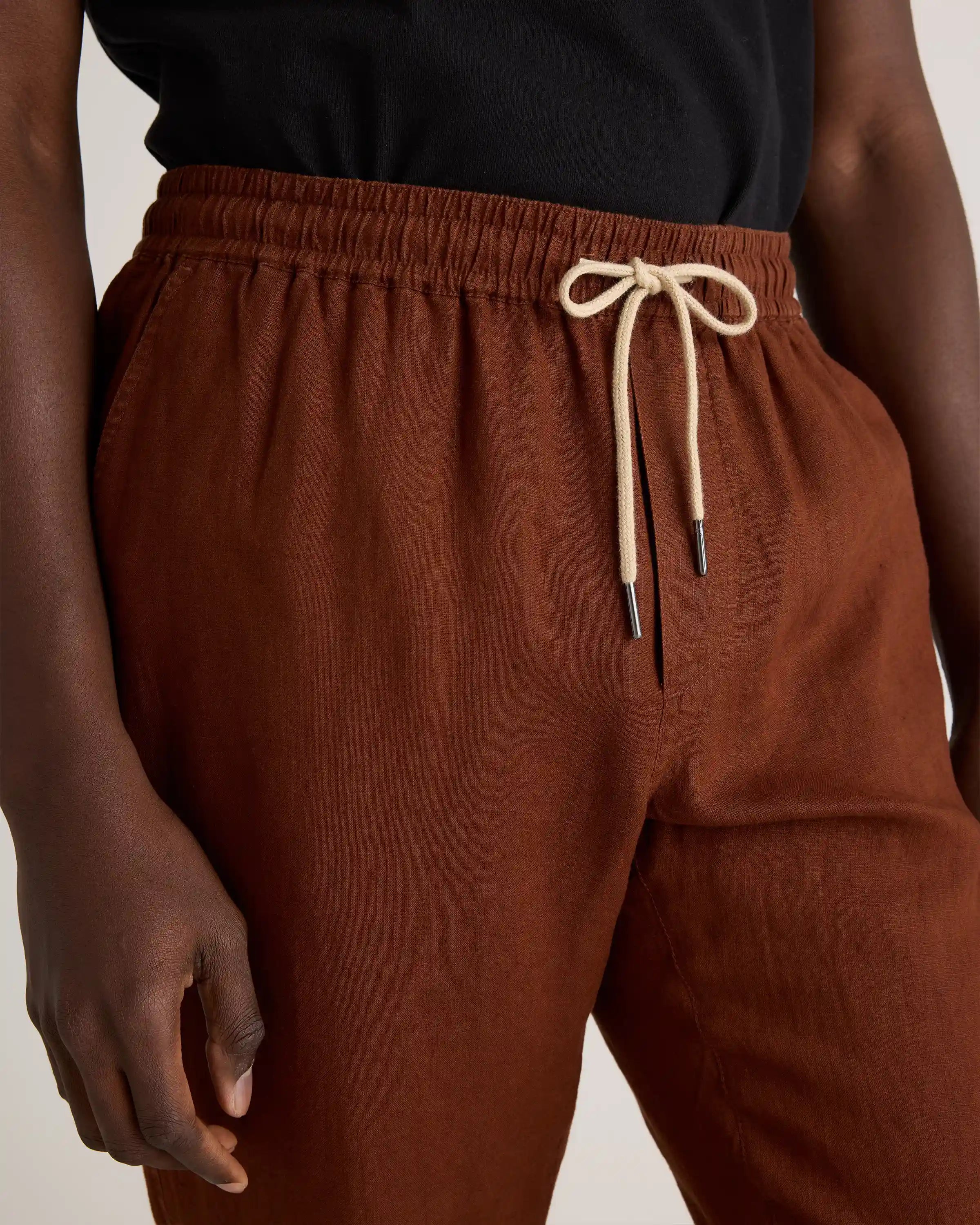 100% European Linen Drawstring Beach Pants