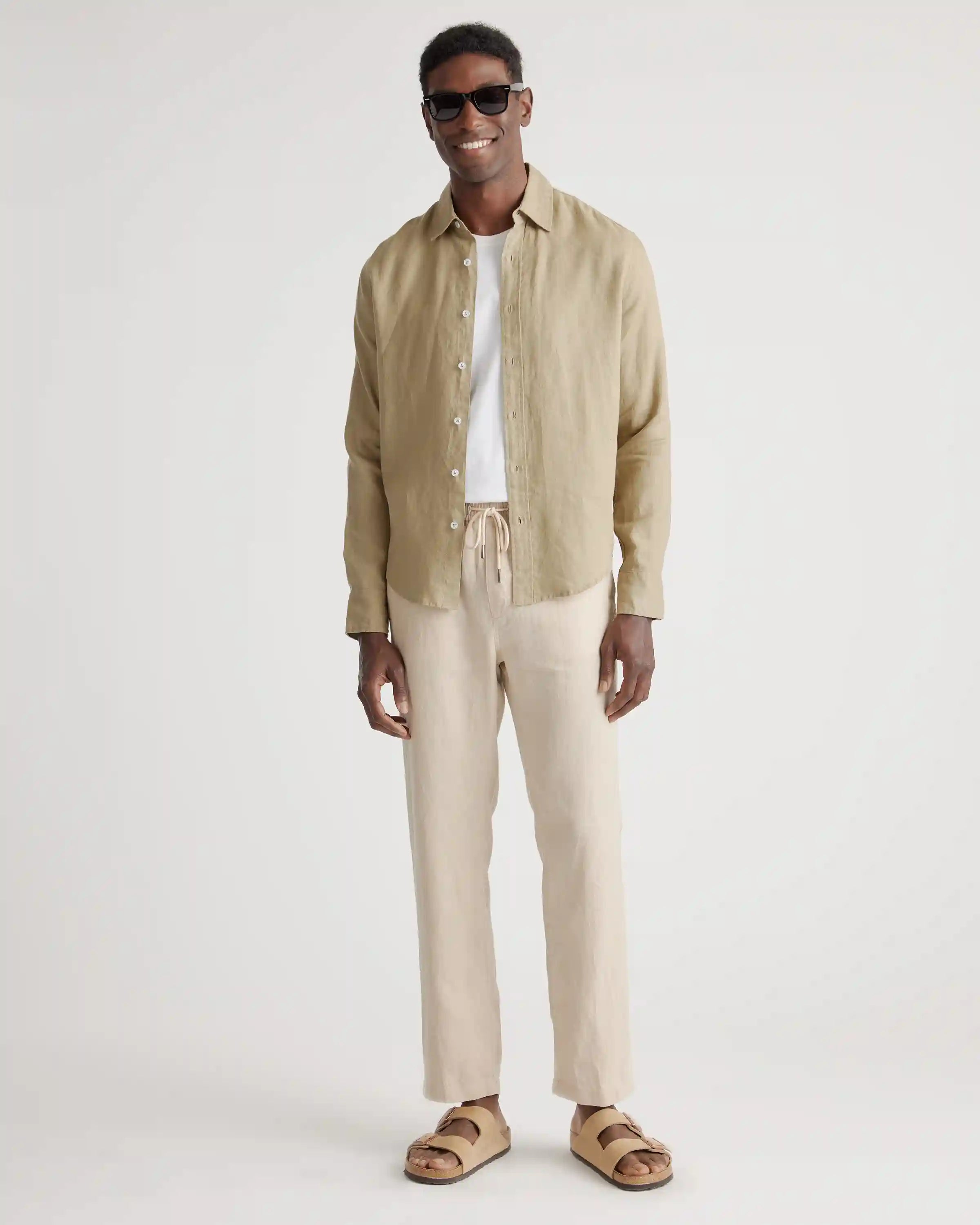 100% European Linen Drawstring Beach Pants