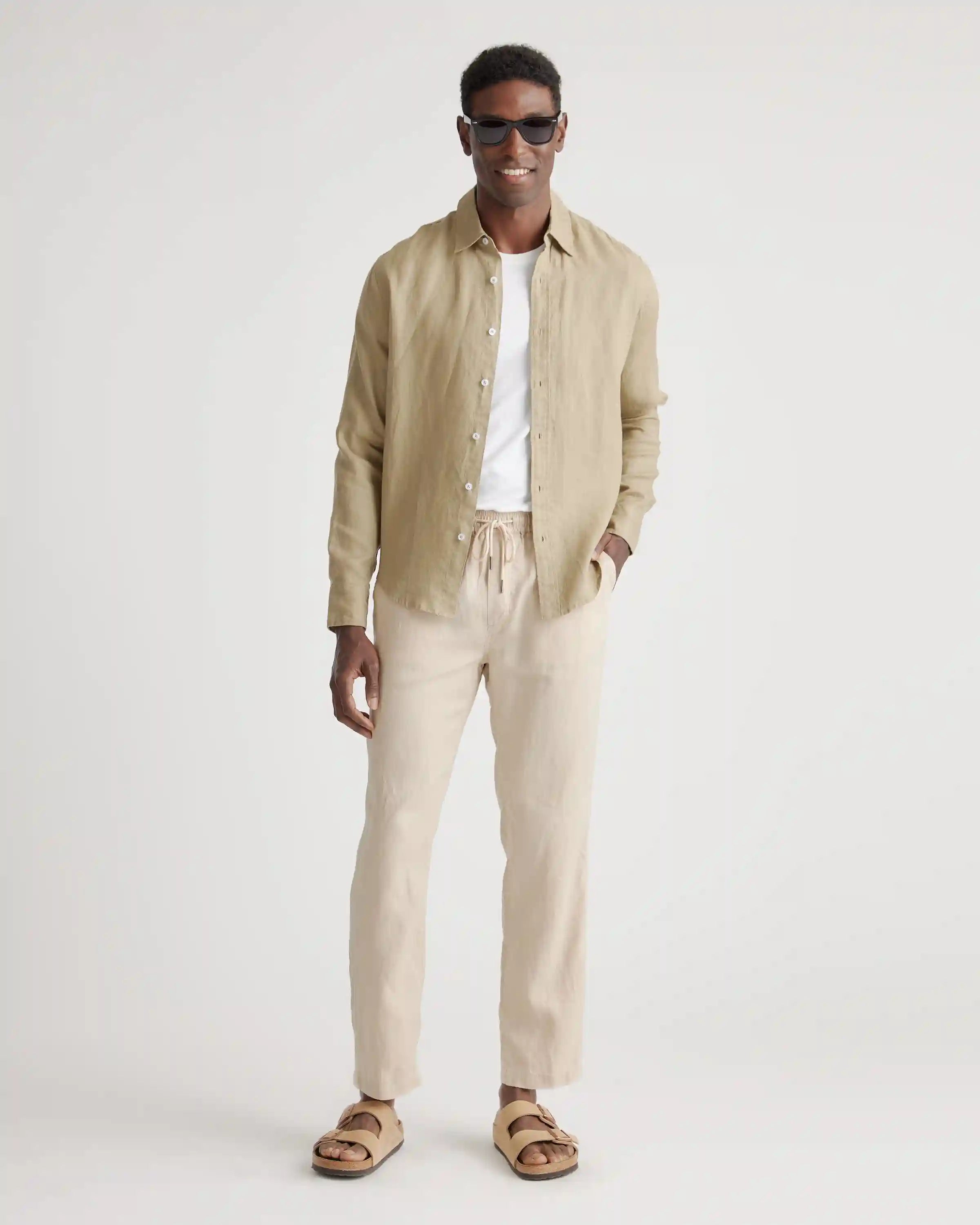 100% European Linen Drawstring Beach Pants