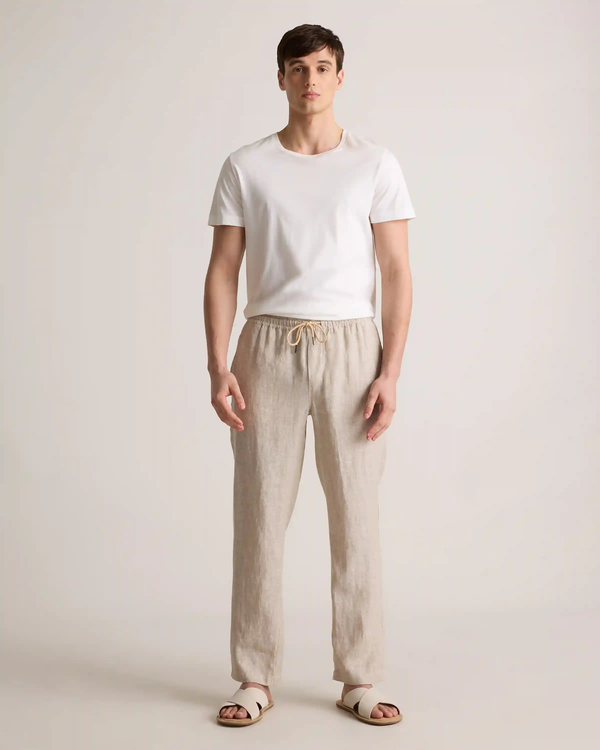 100% European Linen Drawstring Beach Pants