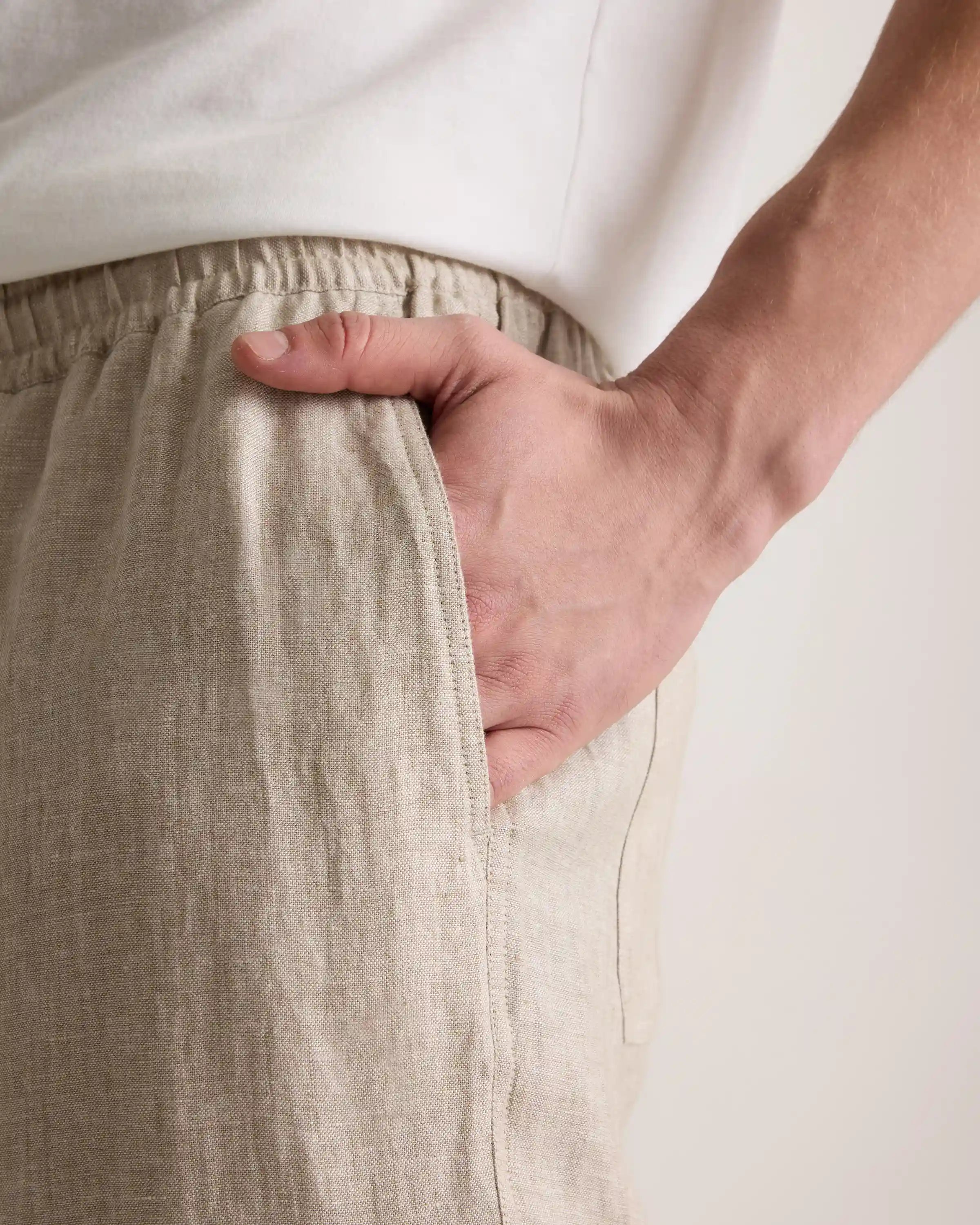 100% European Linen Drawstring Beach Pants