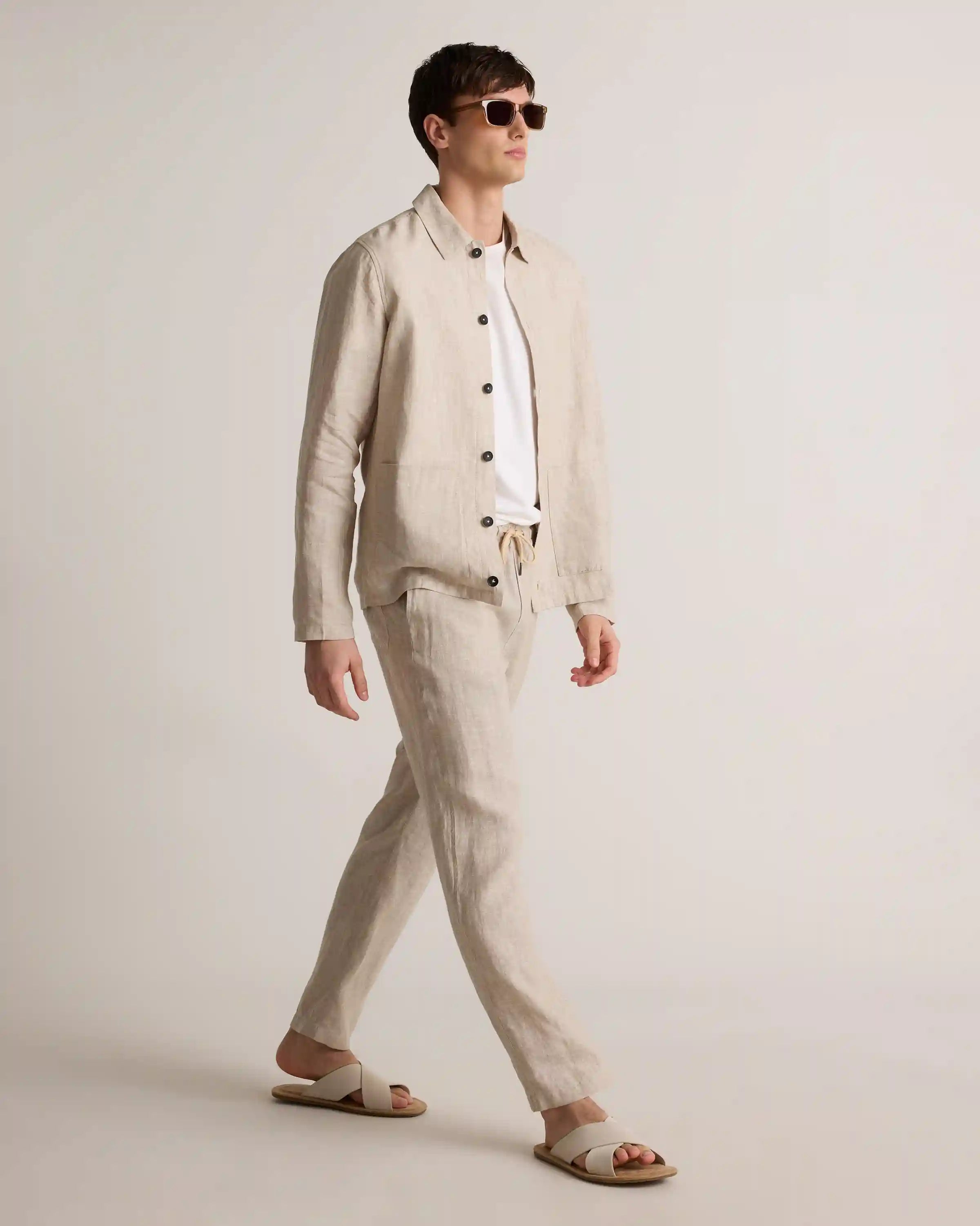 100% European Linen Drawstring Beach Pants