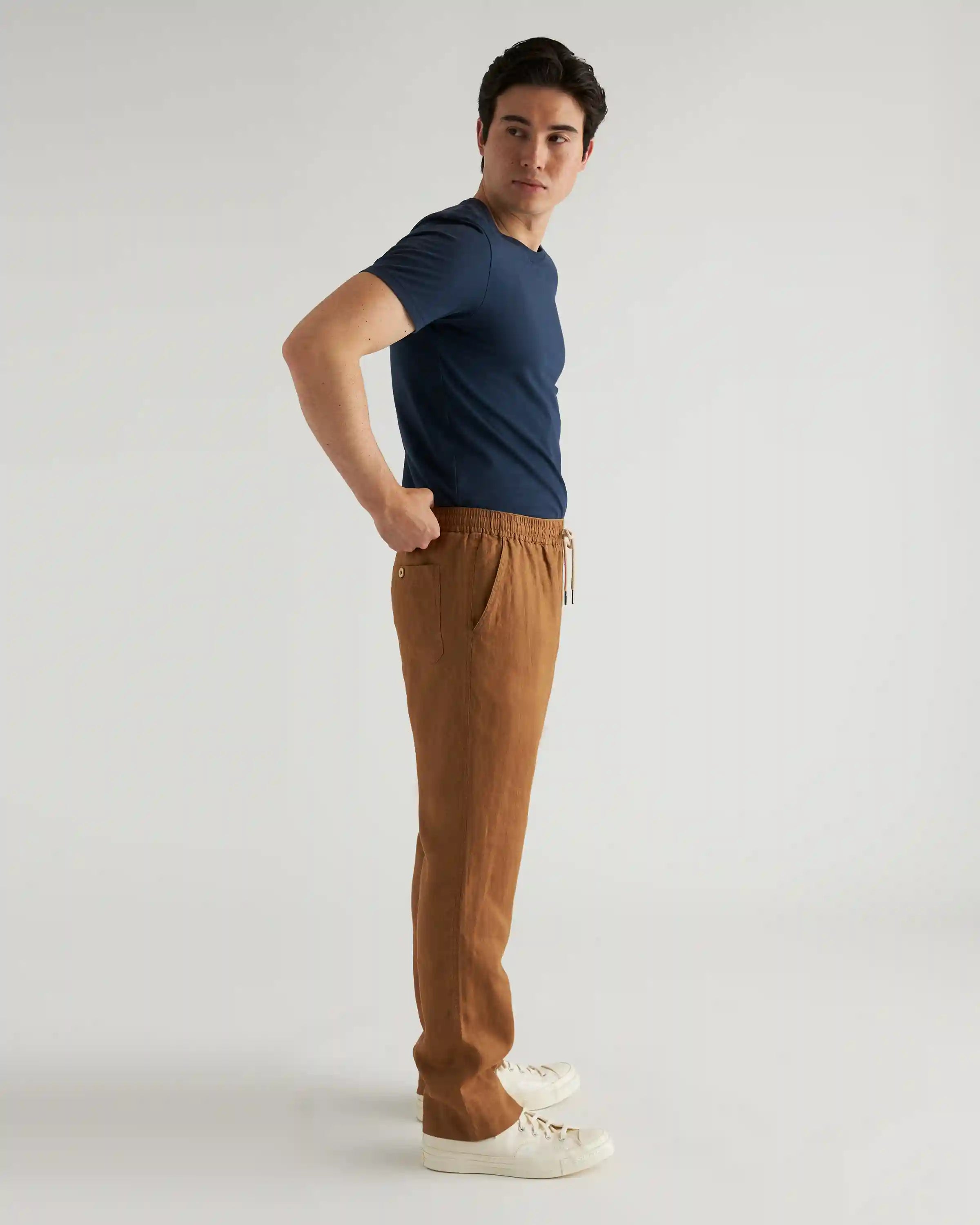 100% European Linen Drawstring Beach Pants