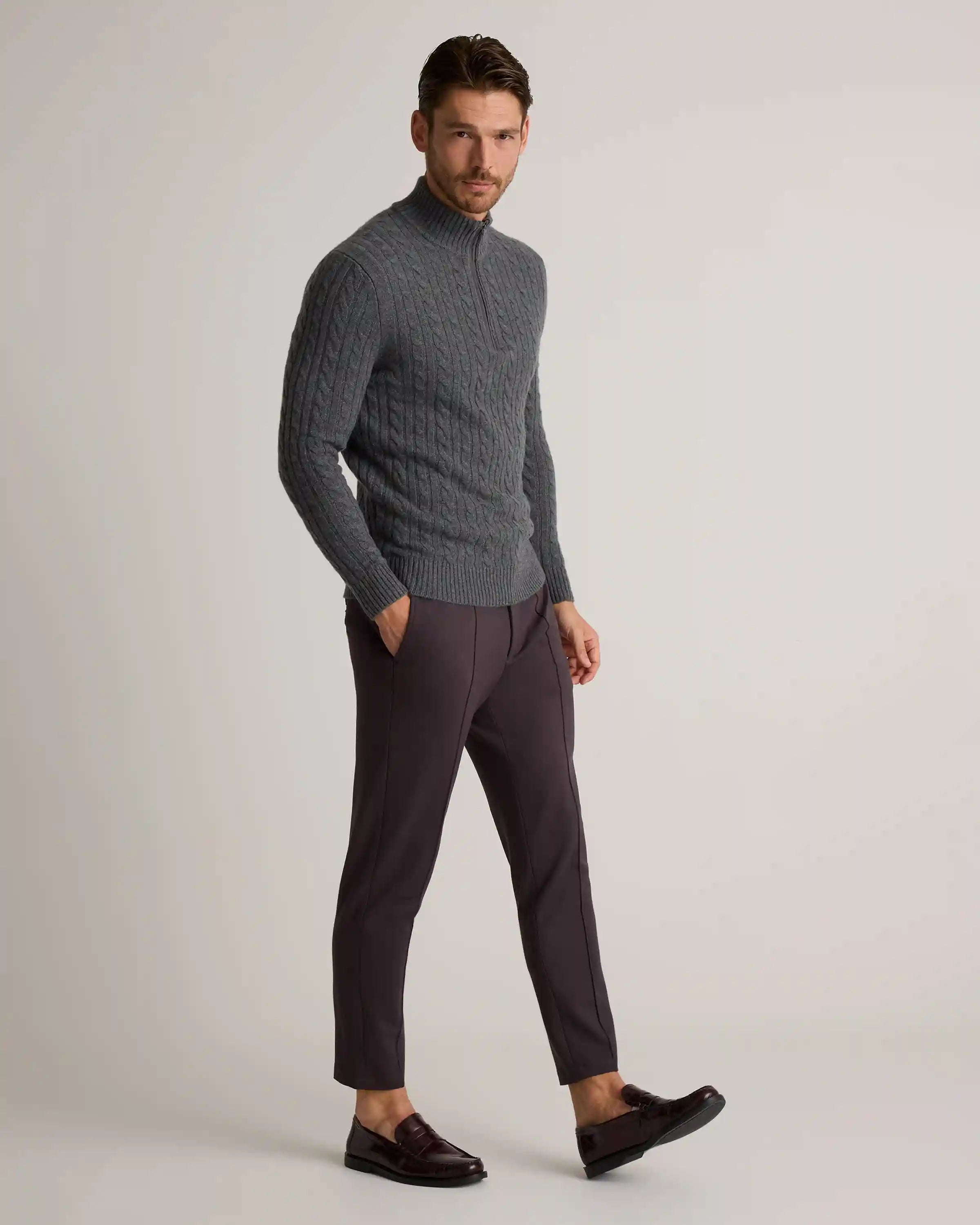 Stretch Knit Pintuck Trousers