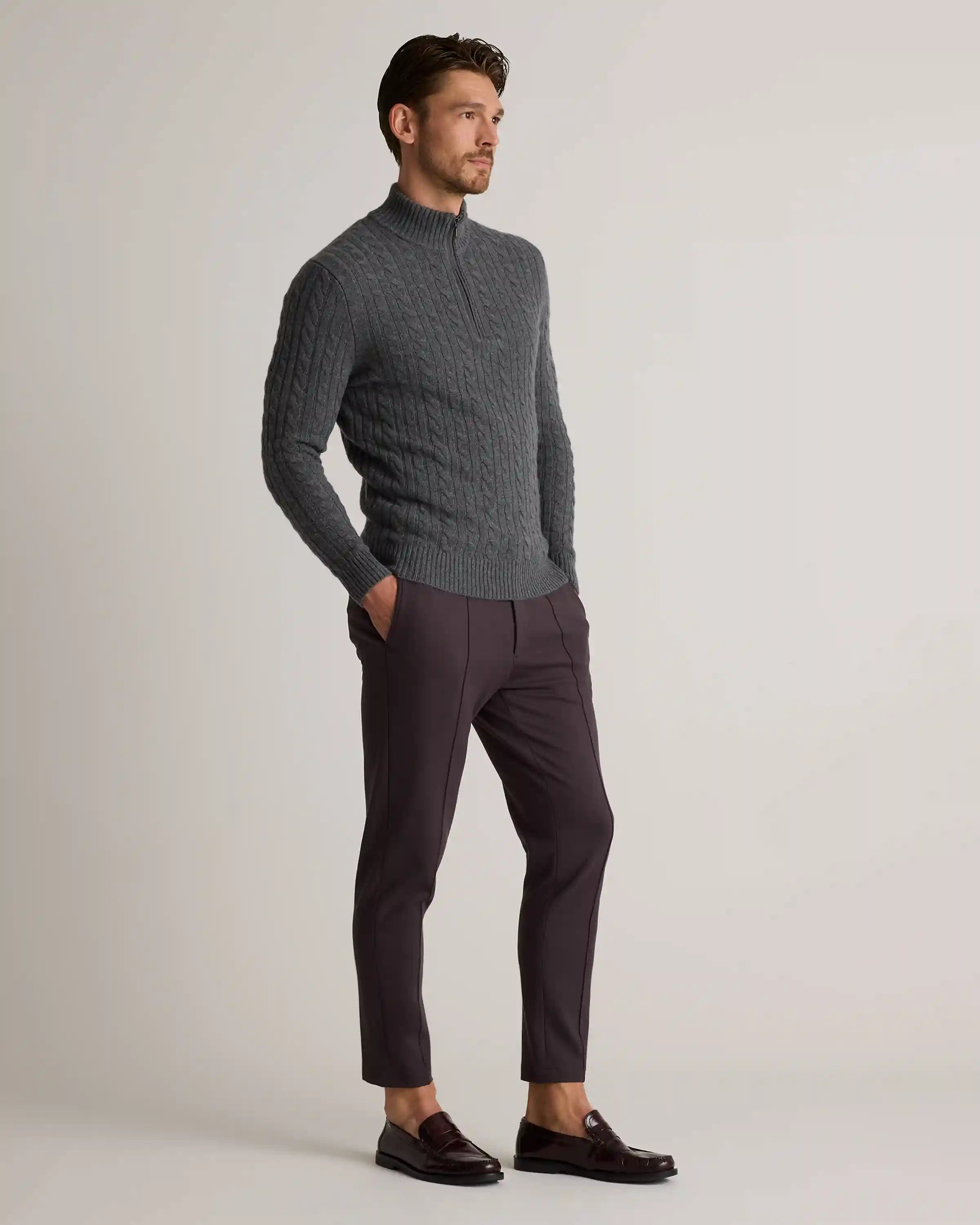 Stretch Knit Pintuck Trousers