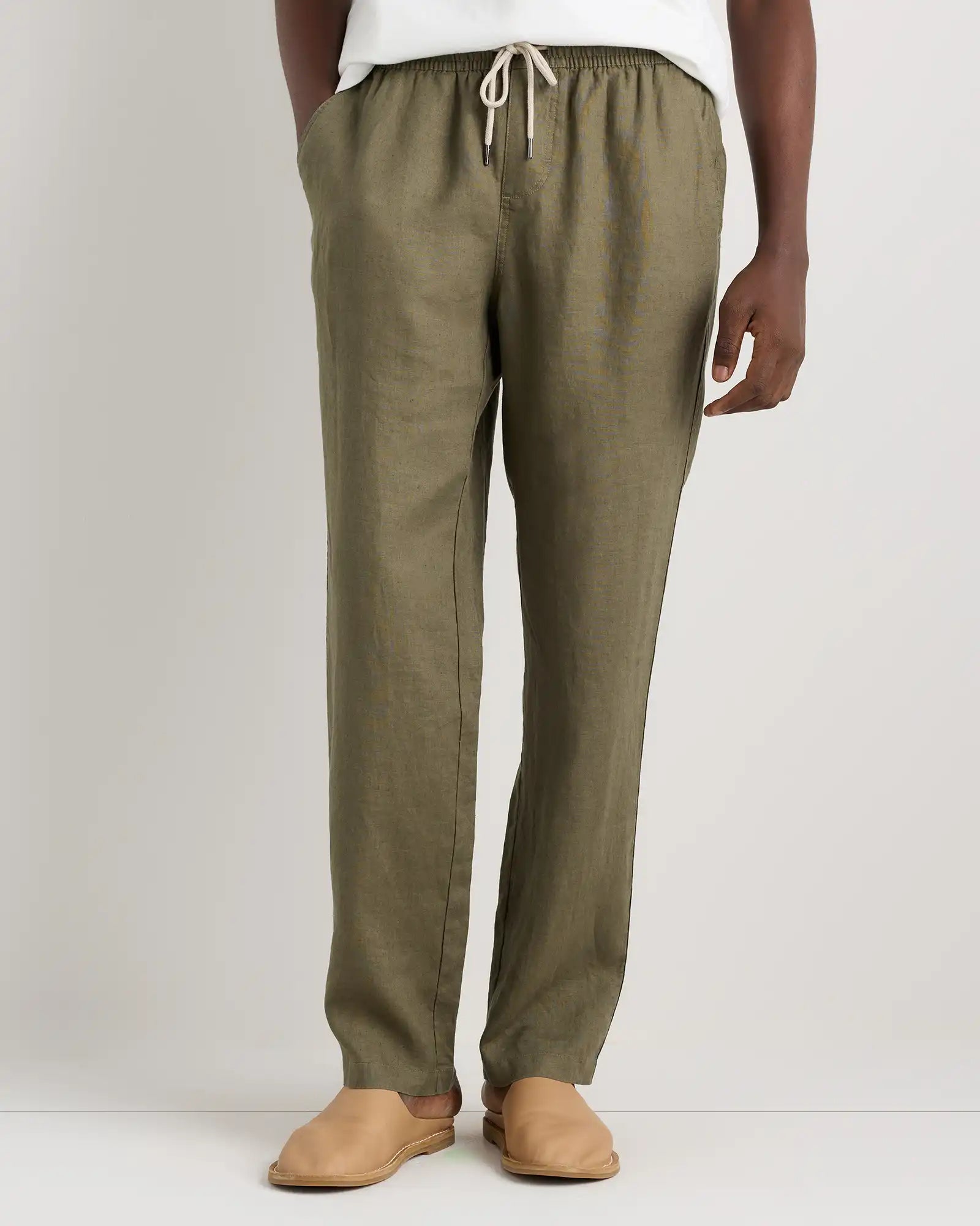 100% European Linen Drawstring Beach Pants