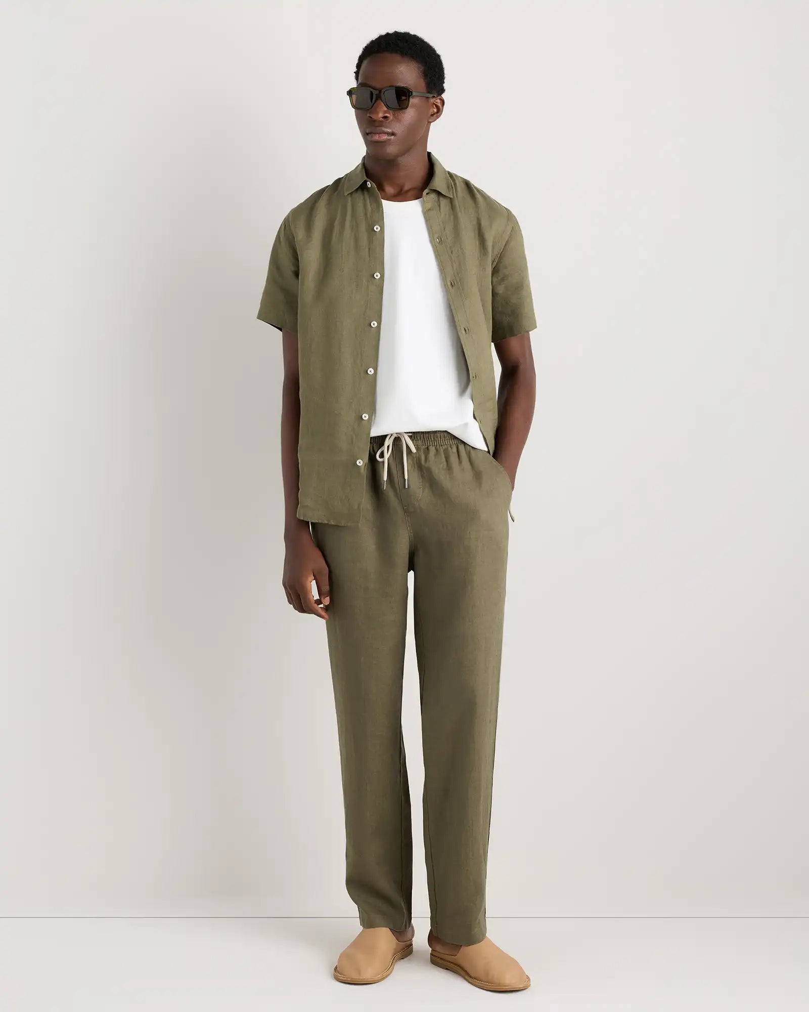 100% European Linen Drawstring Beach Pants