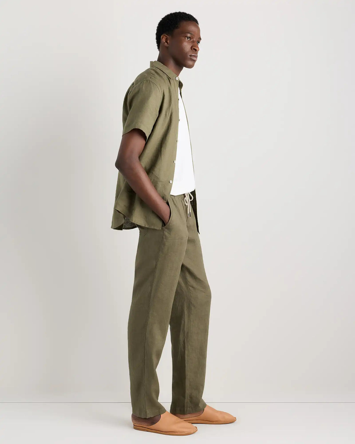 100% European Linen Drawstring Beach Pants
